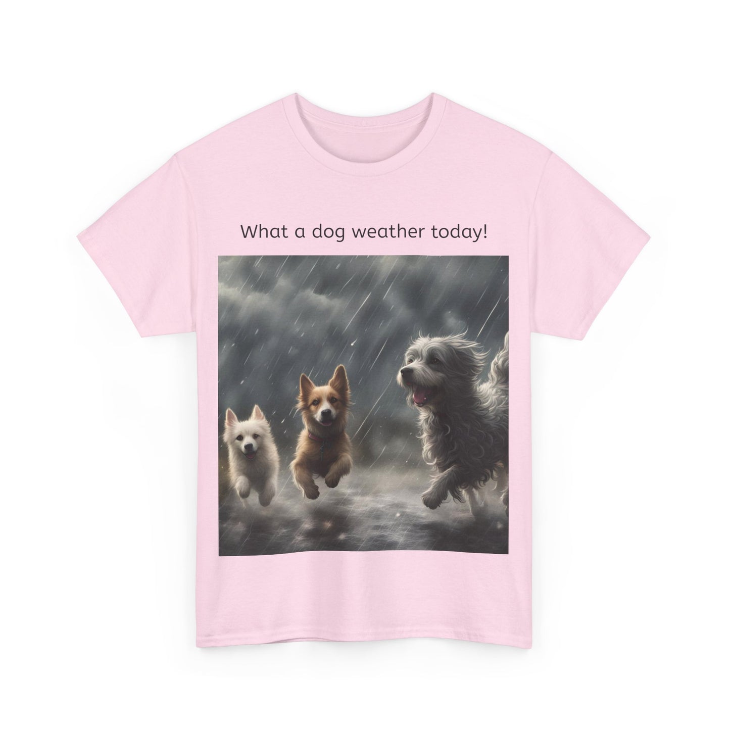 Grappige Unisex Katoenen T-Shirt - What a dog weather today! - Pun Funny Dutch Shirt Language Gift Idea