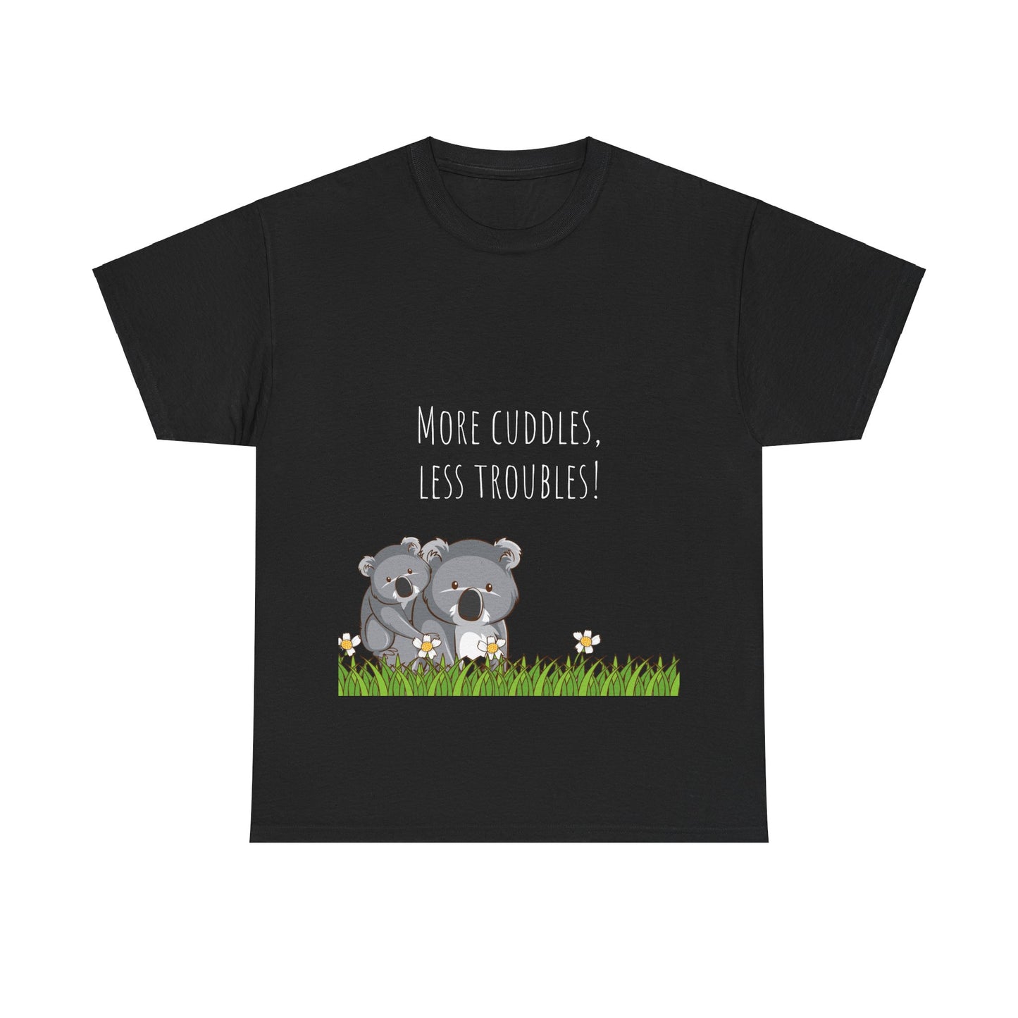 More Cuddles Less Troubles T-Shirt grappige, woordspeling Premium T-shirt, shirt grappige, shirt knuffelgrap, shirt minder problemen