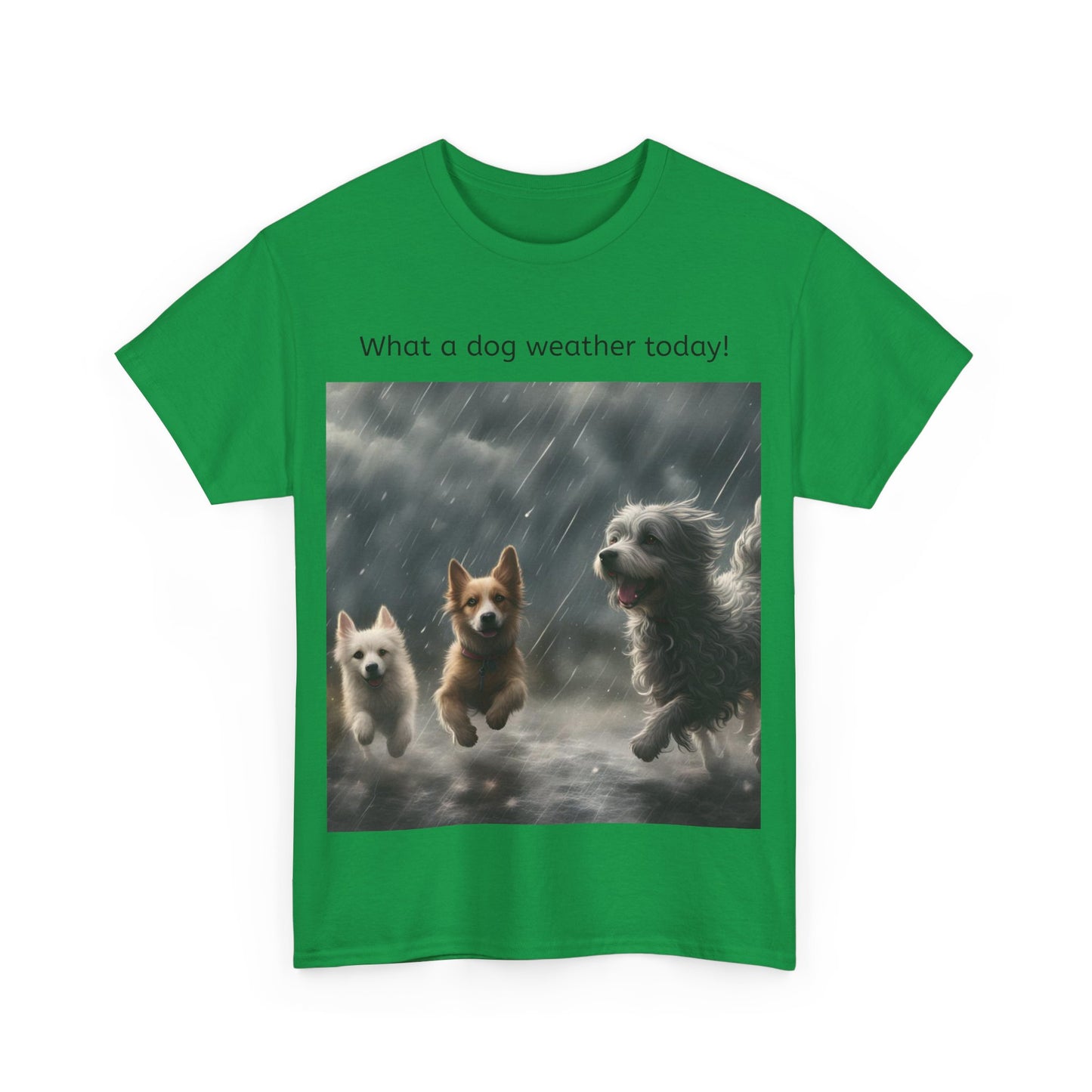 Grappige Unisex Katoenen T-Shirt - What a dog weather today! - Pun Funny Dutch Shirt Language Gift Idea