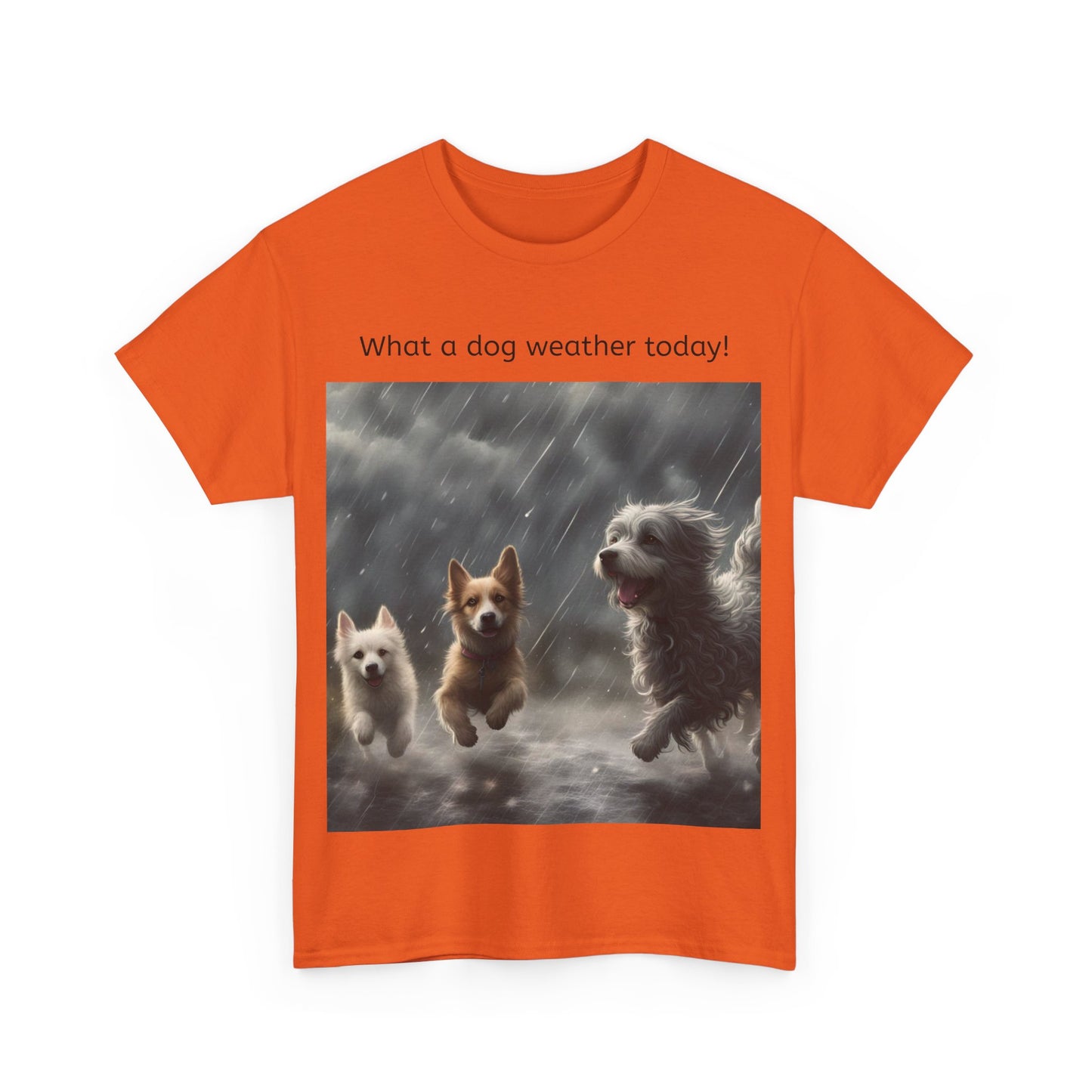 Grappige Unisex Katoenen T-Shirt - What a dog weather today! - Pun Funny Dutch Shirt Language Gift Idea
