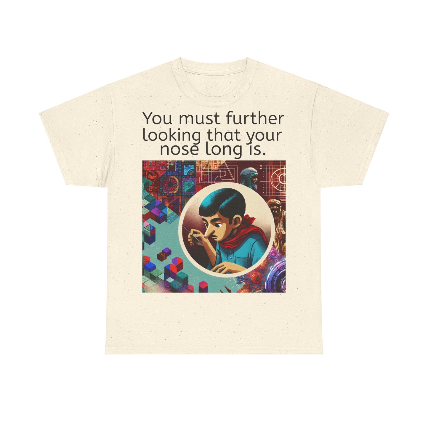 Grappige Unisex Katoenen T-Shirt - Looking further nose long - Pun Funny Dutch Shirt Language Gift Idea Leuk