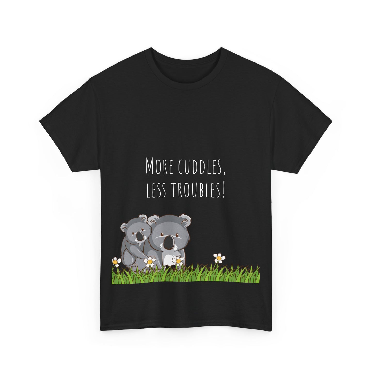 More Cuddles Less Troubles T-Shirt grappige, woordspeling Premium T-shirt, shirt grappige, shirt knuffelgrap, shirt minder problemen