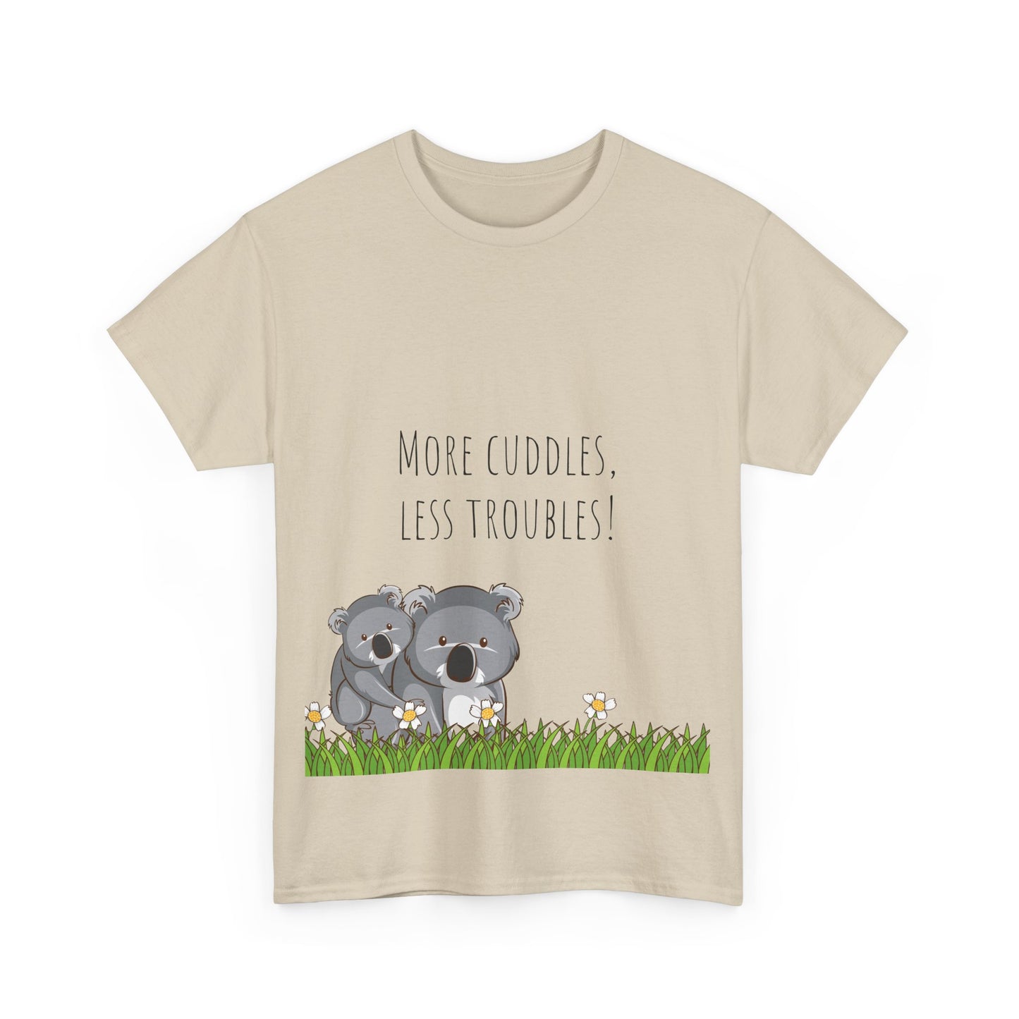 More Cuddles Less Troubles T-Shirt grappige, woordspeling Premium T-shirt, shirt grappige, shirt knuffelgrap, shirt minder problemen