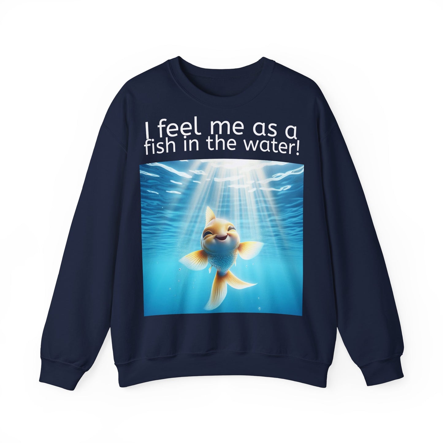 Grappige Unisex Sweatshirt Trui - Fish in the water - Pun Funny Dutch Sweatshirt Language Gift Idea Leuk Vis Water Cadeau Idee