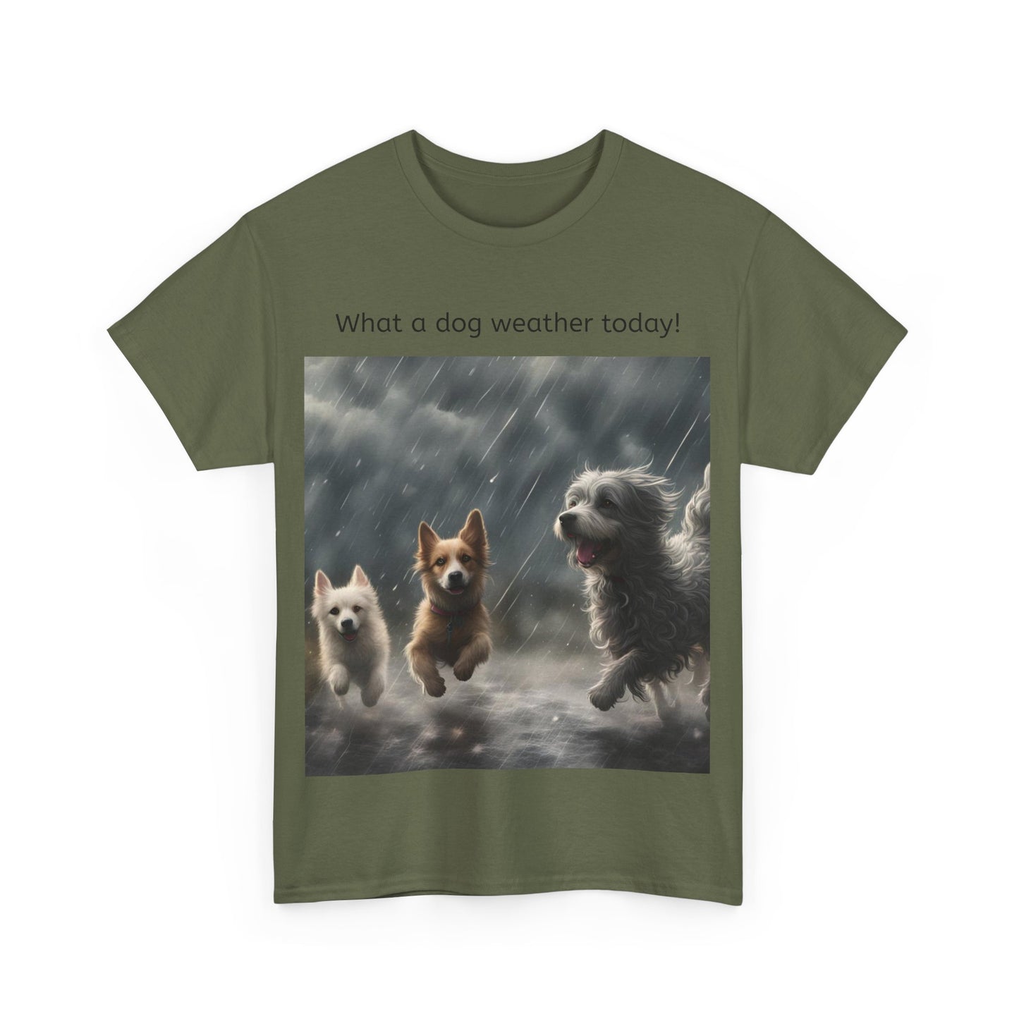 Grappige Unisex Katoenen T-Shirt - What a dog weather today! - Pun Funny Dutch Shirt Language Gift Idea
