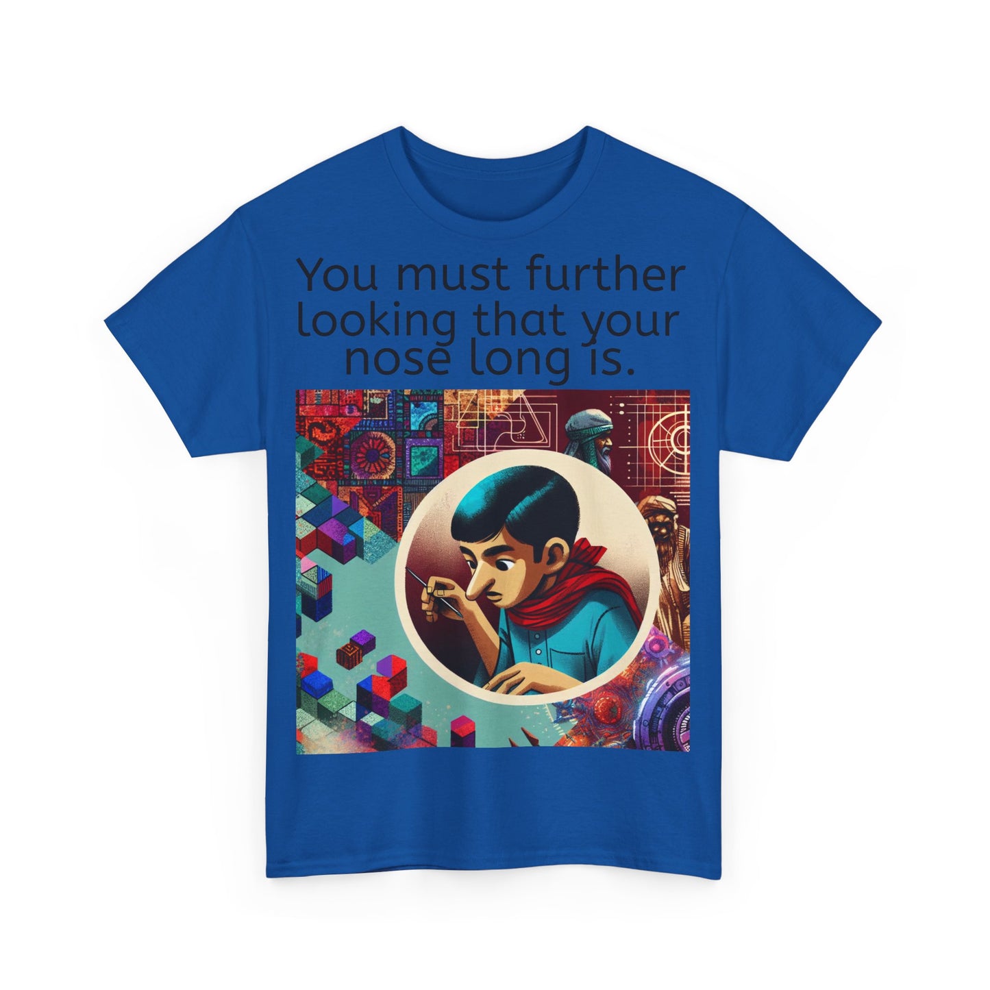 Grappige Unisex Katoenen T-Shirt - Looking further nose long - Pun Funny Dutch Shirt Language Gift Idea Leuk