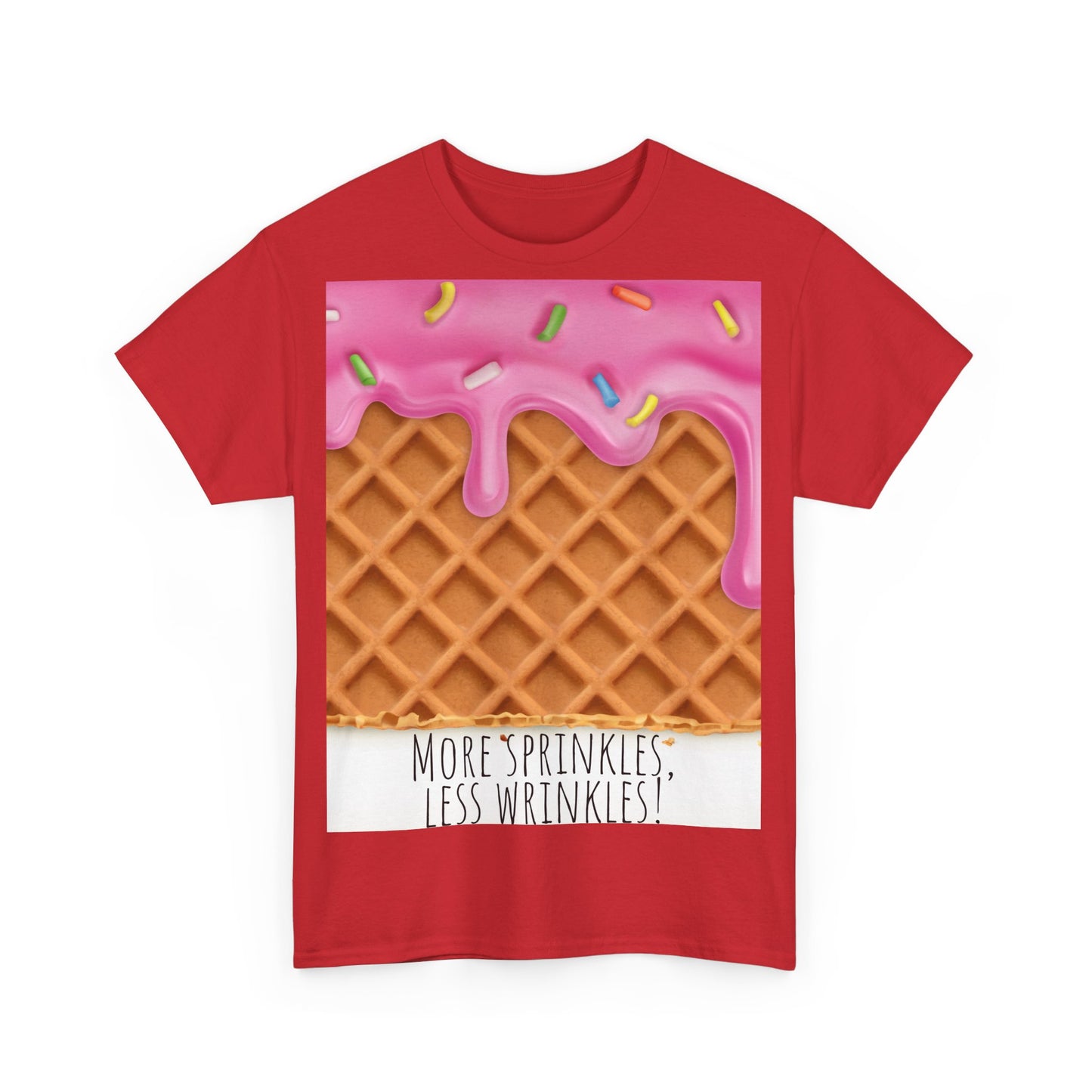 More Sprinkles Less Wrinkles Grappige woordspeling Premium T-shirt, shirt grappige woordspeling, shirt strooiselgrap, shirt minder rimpels