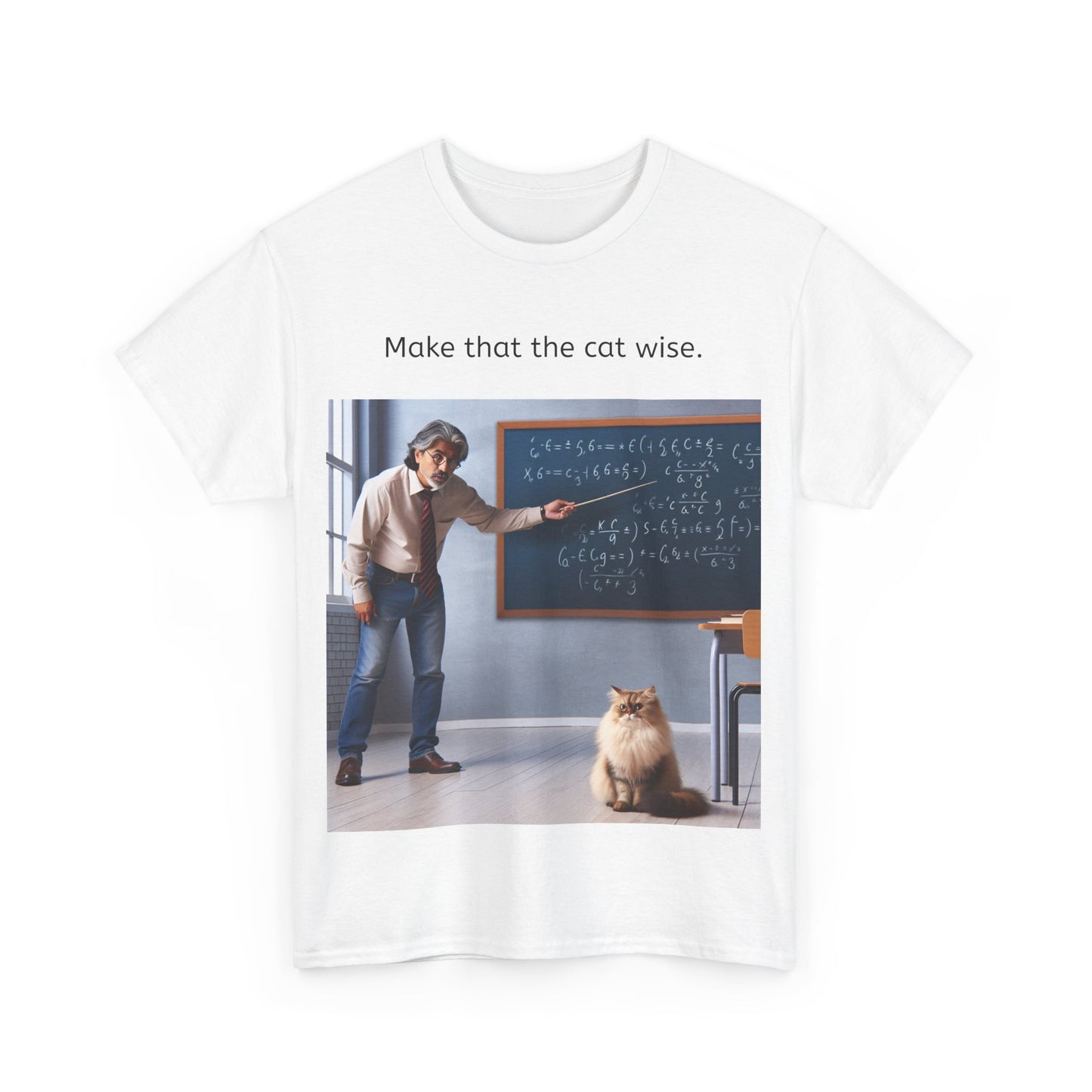 Grappige Unisex Katoenen T-Shirt - Make that the cat wise - Pun Funny Dutch Shirt Language Gift Idea