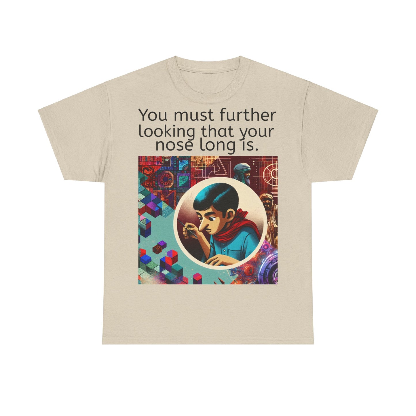 Grappige Unisex Katoenen T-Shirt - Looking further nose long - Pun Funny Dutch Shirt Language Gift Idea Leuk