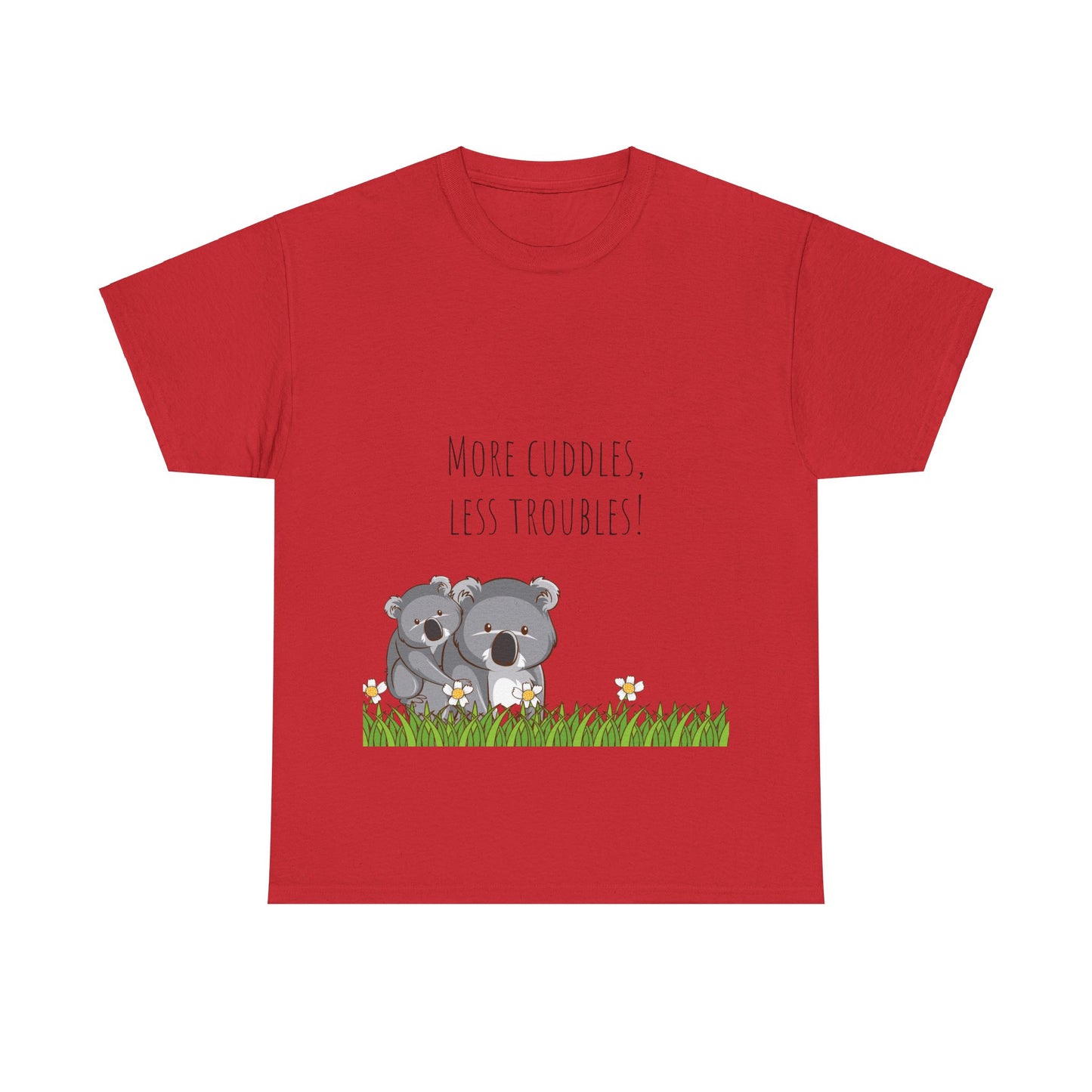 More Cuddles Less Troubles T-Shirt grappige, woordspeling Premium T-shirt, shirt grappige, shirt knuffelgrap, shirt minder problemen