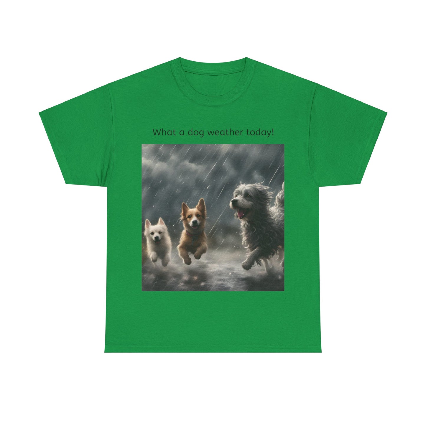 Grappige Unisex Katoenen T-Shirt - What a dog weather today! - Pun Funny Dutch Shirt Language Gift Idea