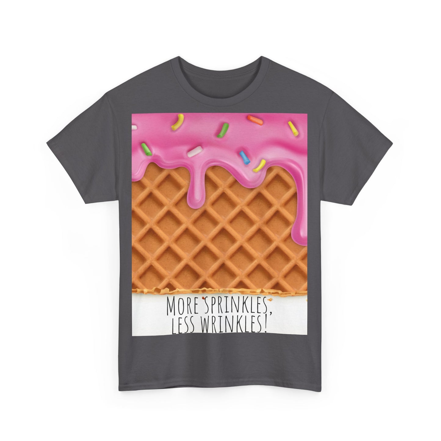 More Sprinkles Less Wrinkles Grappige woordspeling Premium T-shirt, shirt grappige woordspeling, shirt strooiselgrap, shirt minder rimpels
