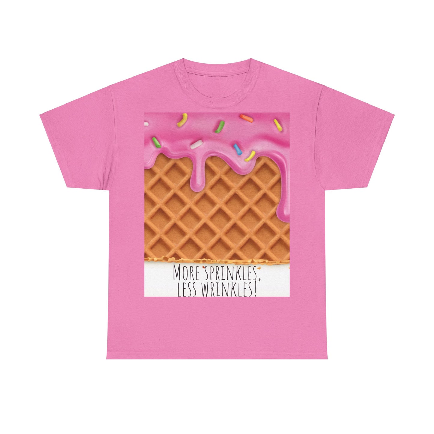 More Sprinkles Less Wrinkles Grappige woordspeling Premium T-shirt, shirt grappige woordspeling, shirt strooiselgrap, shirt minder rimpels