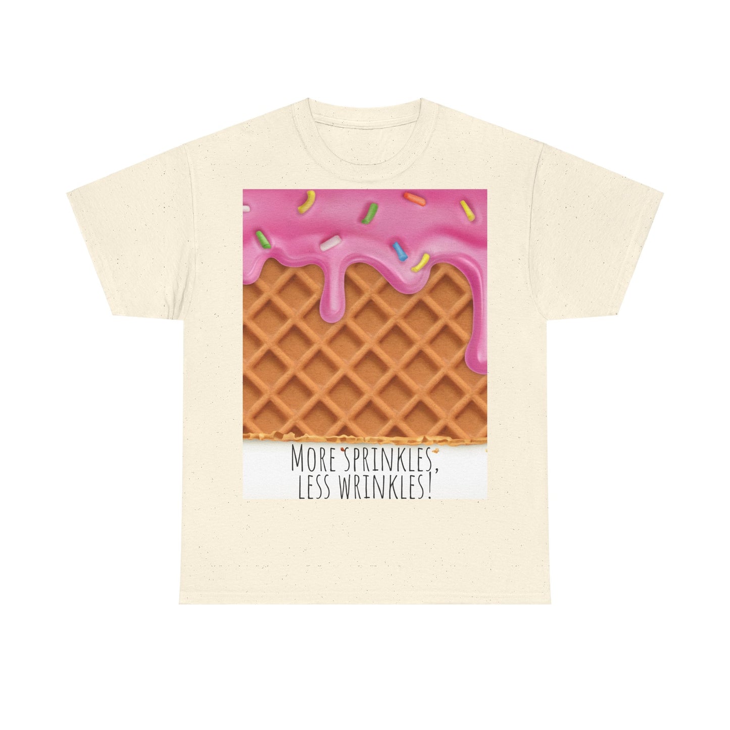 More Sprinkles Less Wrinkles Grappige woordspeling Premium T-shirt, shirt grappige woordspeling, shirt strooiselgrap, shirt minder rimpels