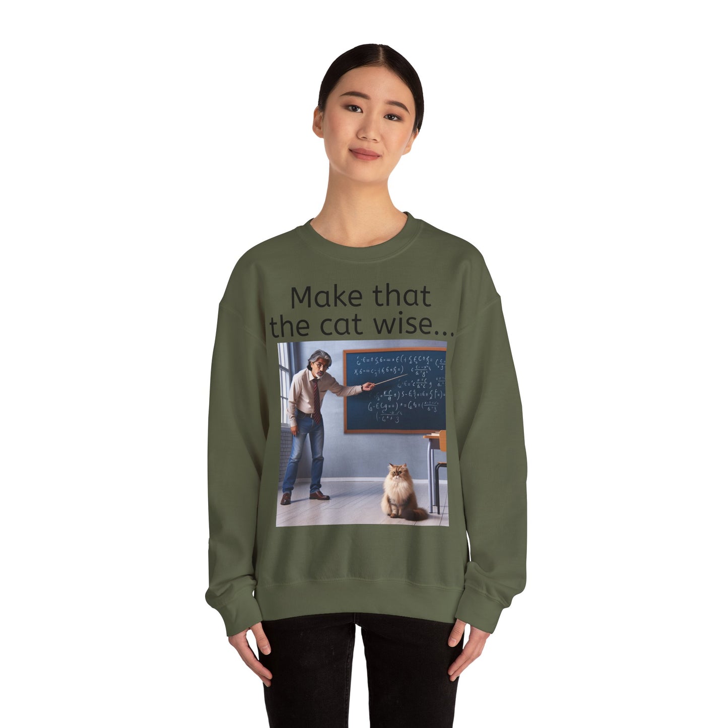 Grappige Unisex Katoenen/ Polyester Sweater Sweatshirt - Make that the cat wise - Pun Funny Dutch Shirt Language Gift Idea Spreekwoord Funny