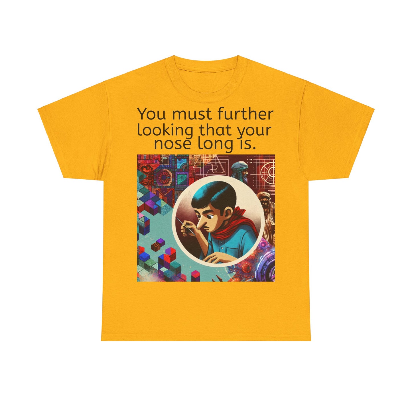 Grappige Unisex Katoenen T-Shirt - Looking further nose long - Pun Funny Dutch Shirt Language Gift Idea Leuk