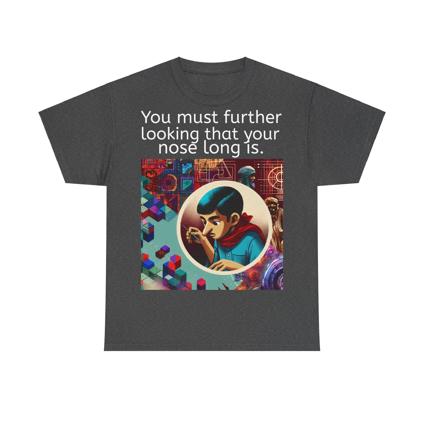 Grappige Unisex Katoenen T-Shirt - Looking further nose long - Pun Funny Dutch Shirt Language Gift Idea Leuk