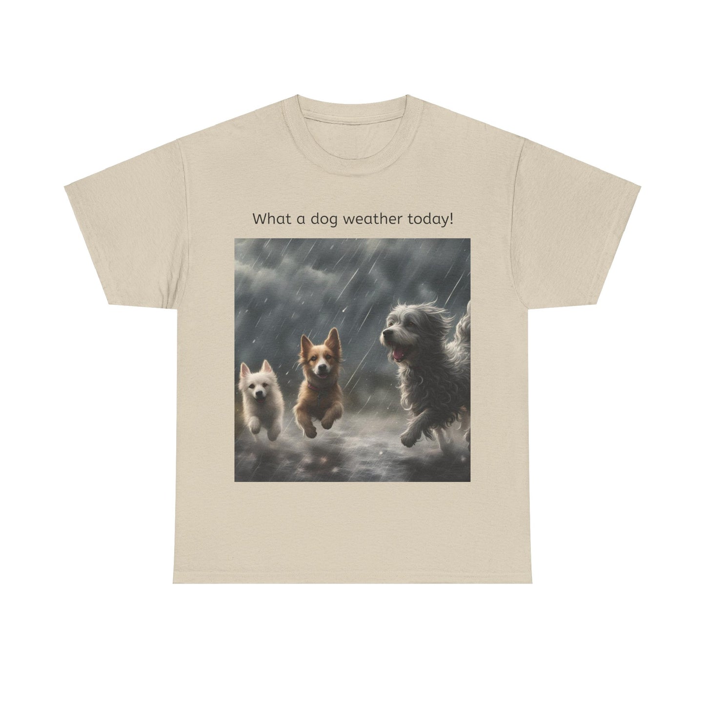 Grappige Unisex Katoenen T-Shirt - What a dog weather today! - Pun Funny Dutch Shirt Language Gift Idea