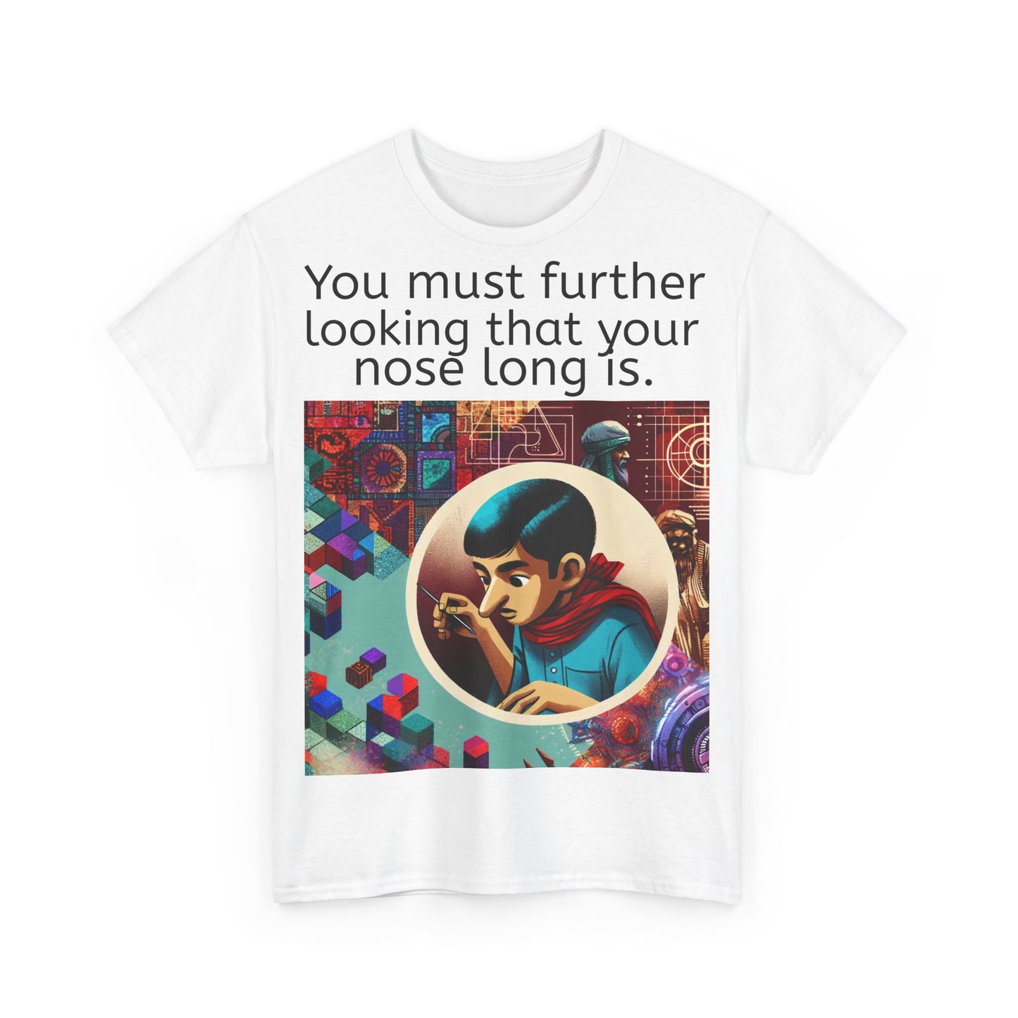 Grappige Unisex Katoenen T-Shirt - Looking further nose long - Pun Funny Dutch Shirt Language Gift Idea Leuk