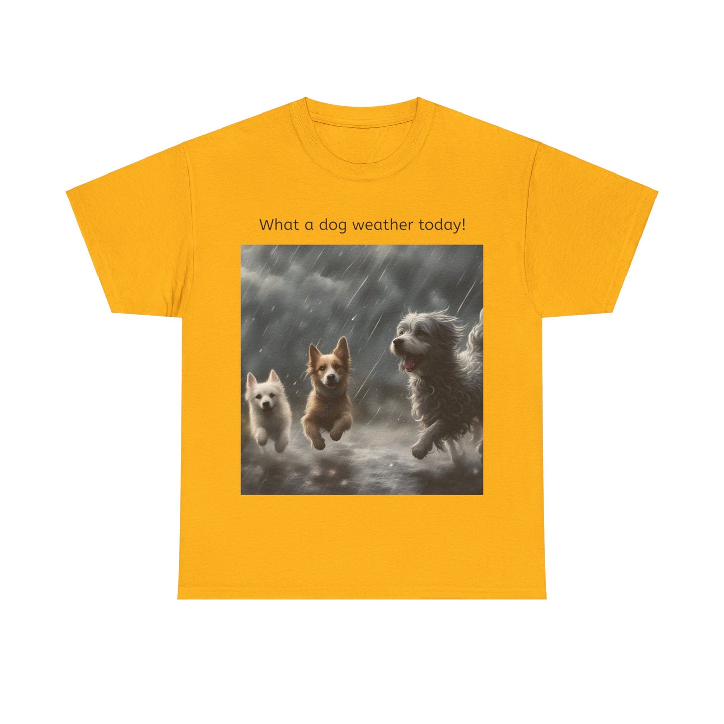 Grappige Unisex Katoenen T-Shirt - What a dog weather today! - Pun Funny Dutch Shirt Language Gift Idea