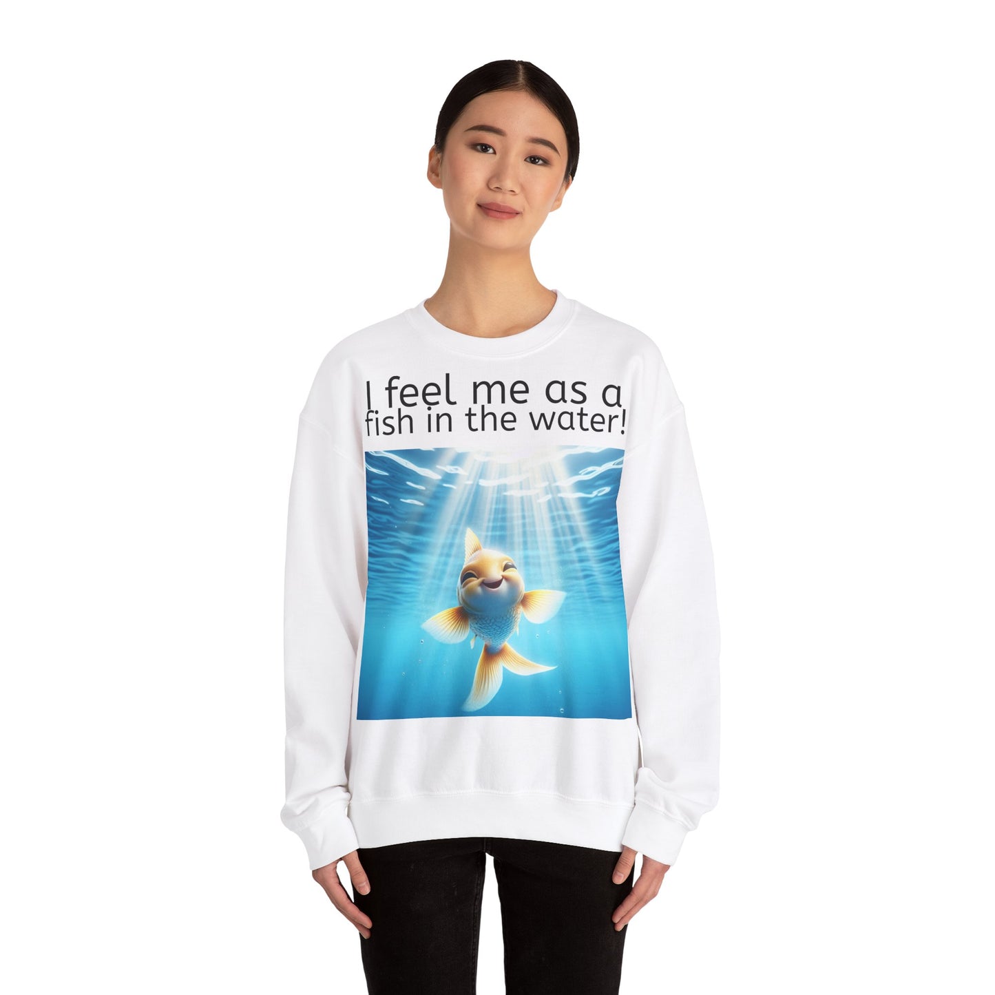 Grappige Unisex Sweatshirt Trui - Fish in the water - Pun Funny Dutch Sweatshirt Language Gift Idea Leuk Vis Water Cadeau Idee