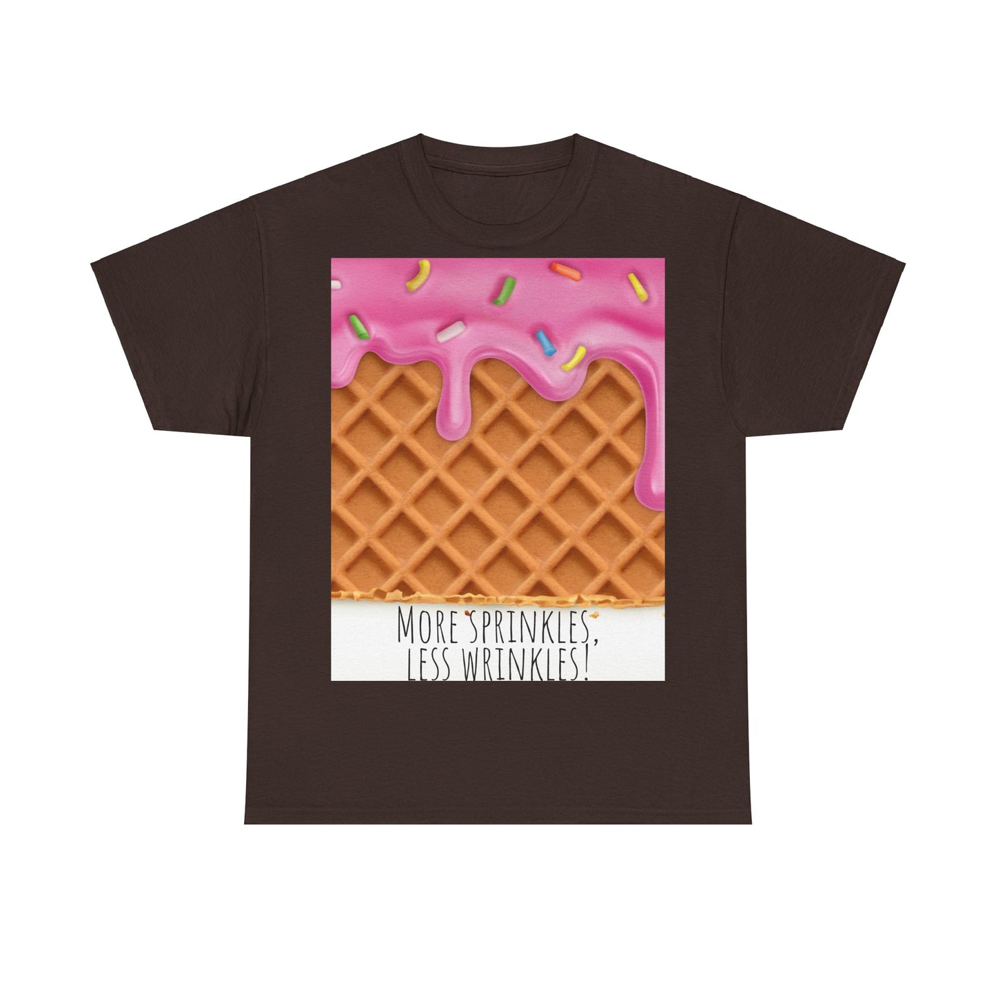 More Sprinkles Less Wrinkles Grappige woordspeling Premium T-shirt, shirt grappige woordspeling, shirt strooiselgrap, shirt minder rimpels