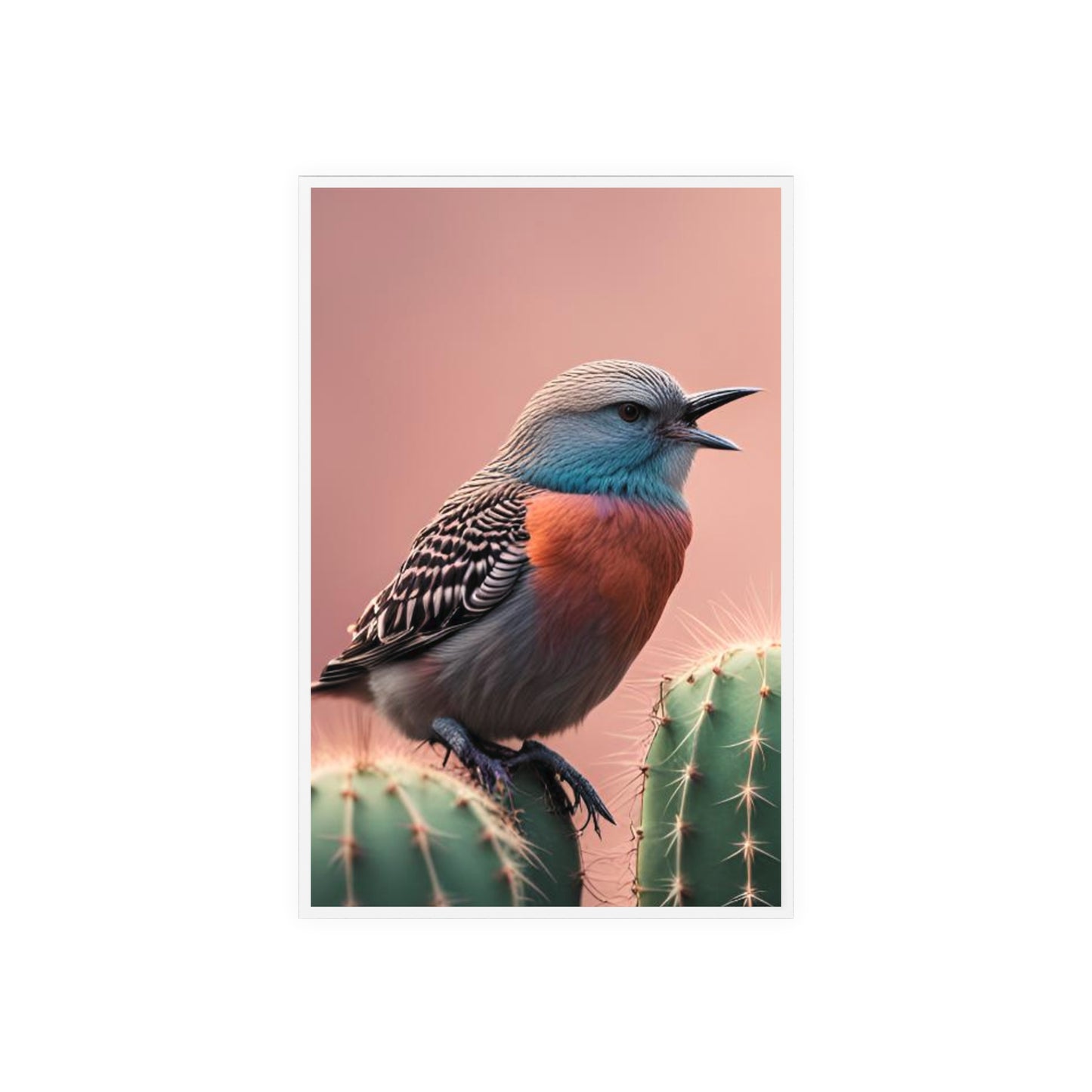 Acrylic Sign, Natural Bird Cacti Design, Home Office Decor Trend, Beautiful Country Style, Gift, Desk, Bureau Cadeu Idee Vogel Cactus