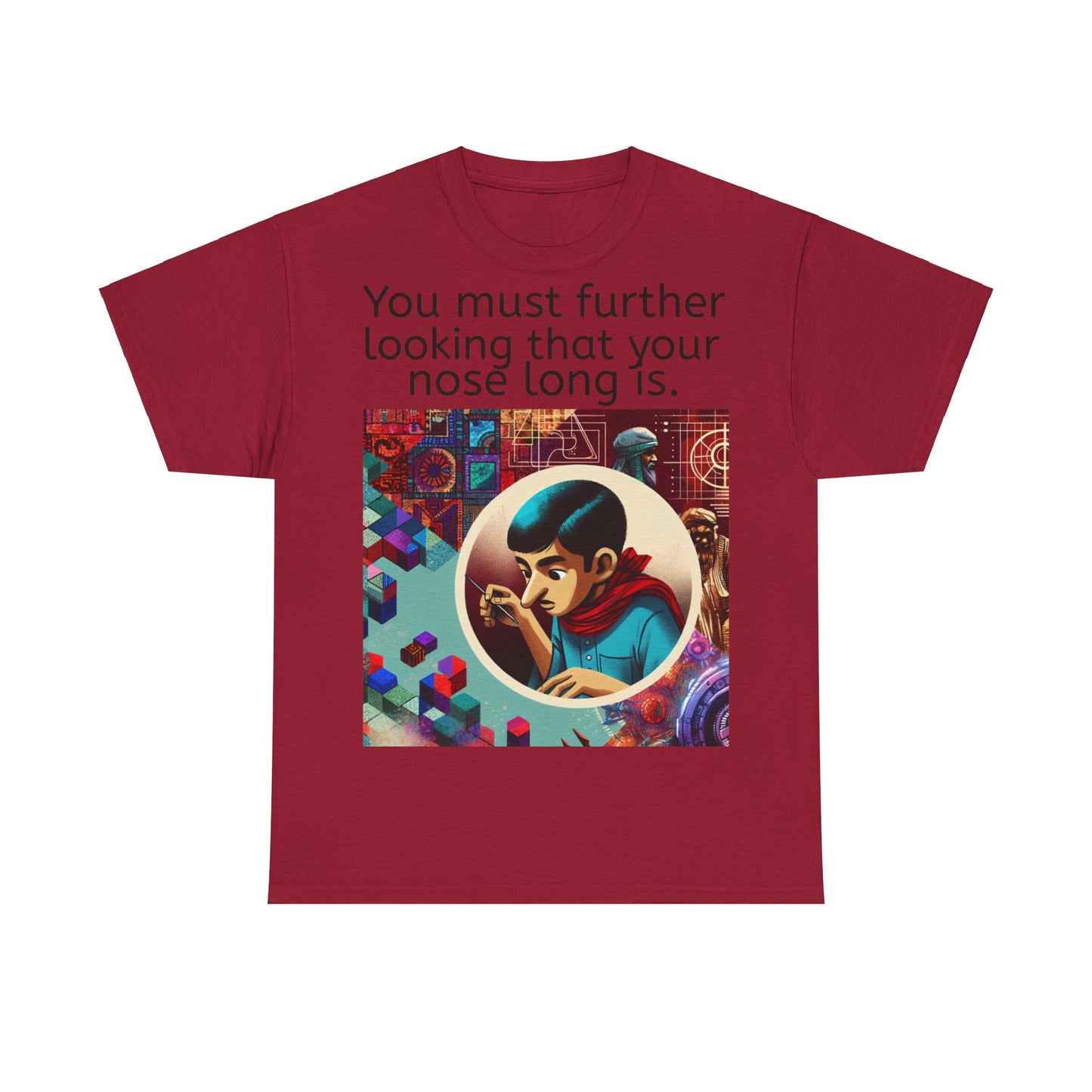 Grappige Unisex Katoenen T-Shirt - Looking further nose long - Pun Funny Dutch Shirt Language Gift Idea Leuk