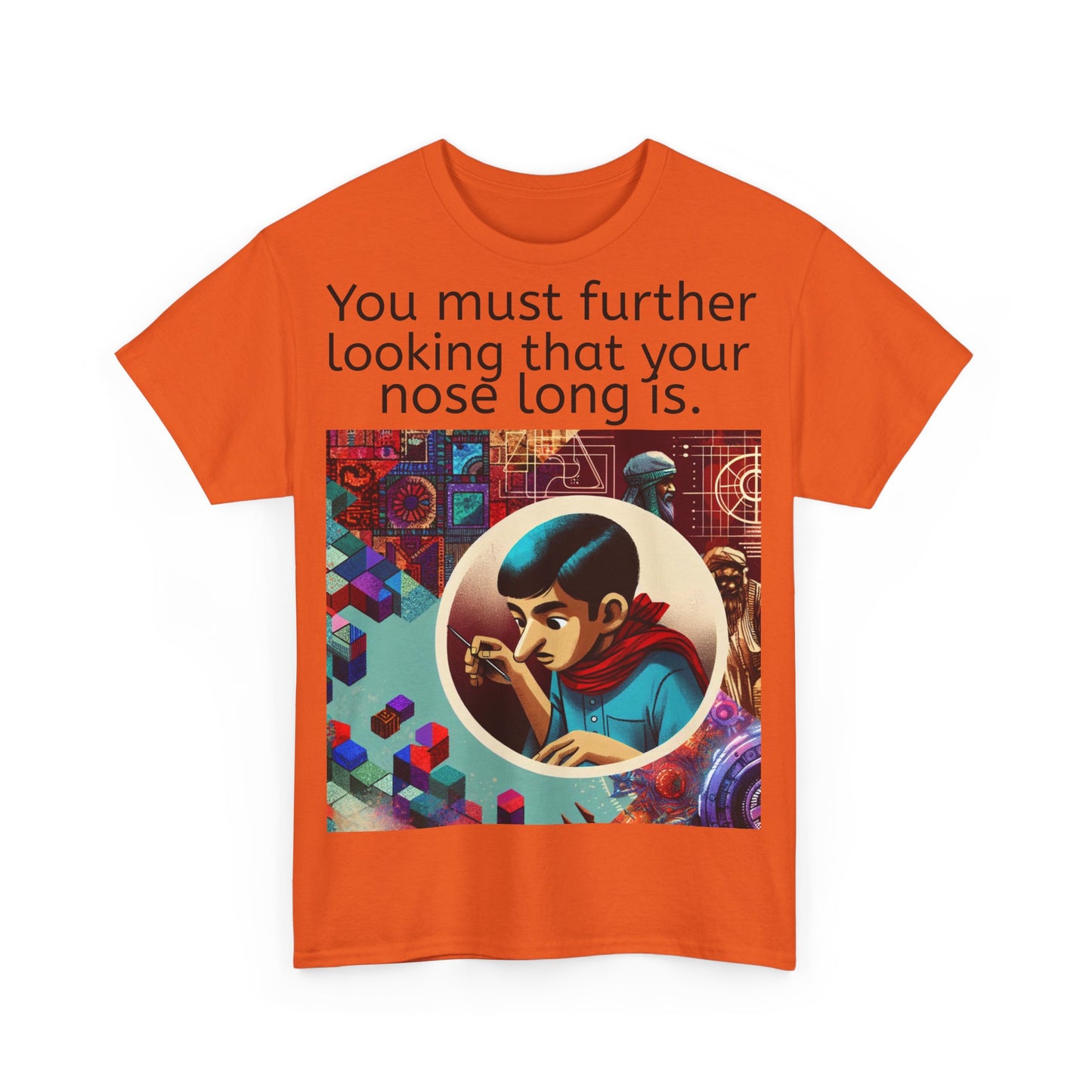 Grappige Unisex Katoenen T-Shirt - Looking further nose long - Pun Funny Dutch Shirt Language Gift Idea Leuk