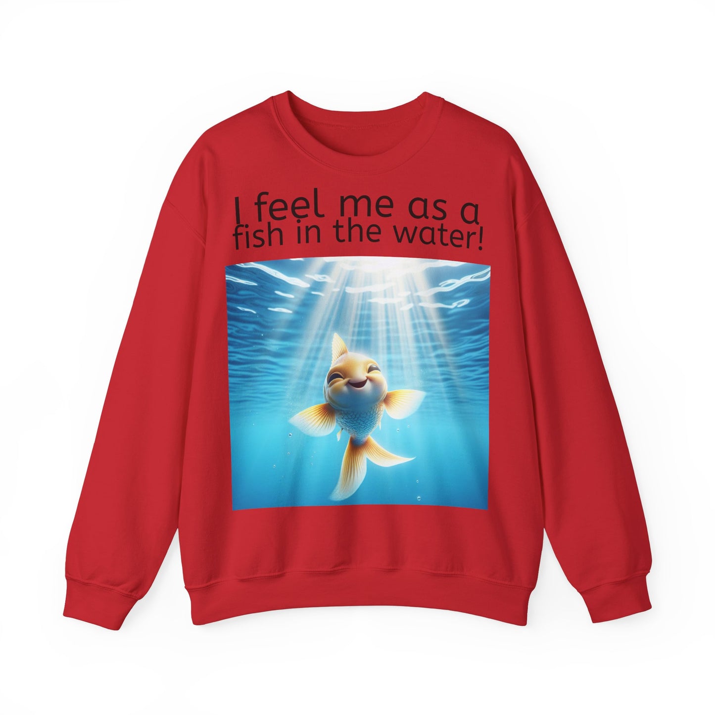 Grappige Unisex Sweatshirt Trui - Fish in the water - Pun Funny Dutch Sweatshirt Language Gift Idea Leuk Vis Water Cadeau Idee