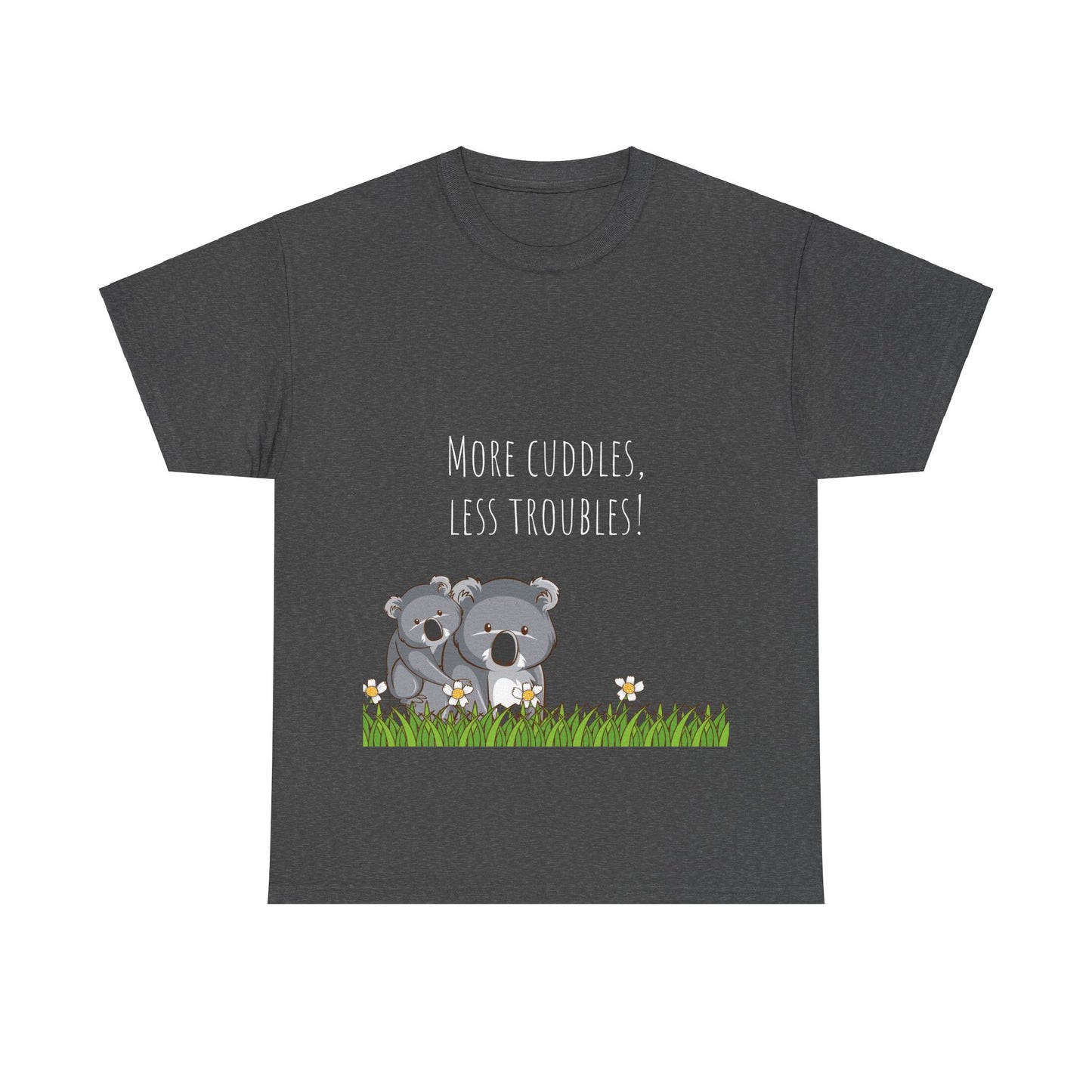 More Cuddles Less Troubles T-Shirt grappige, woordspeling Premium T-shirt, shirt grappige, shirt knuffelgrap, shirt minder problemen