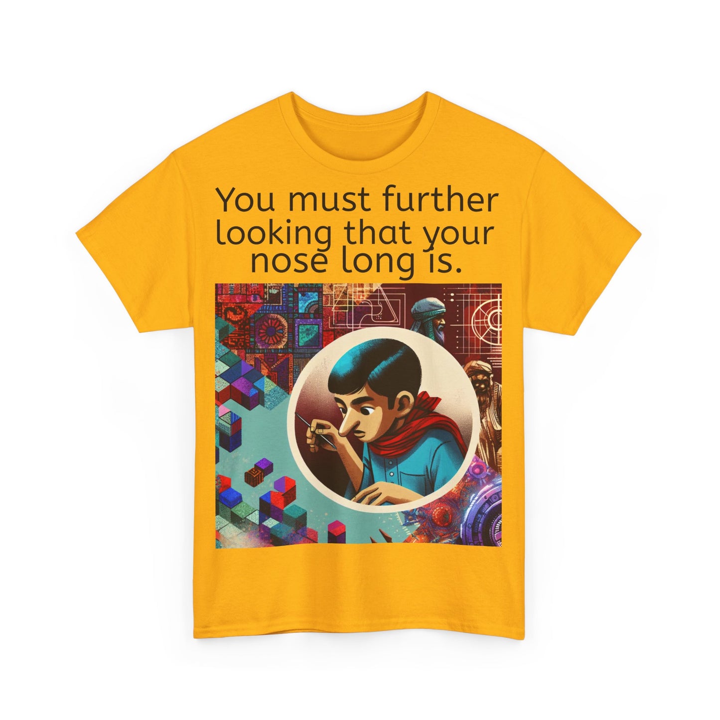 Grappige Unisex Katoenen T-Shirt - Looking further nose long - Pun Funny Dutch Shirt Language Gift Idea Leuk