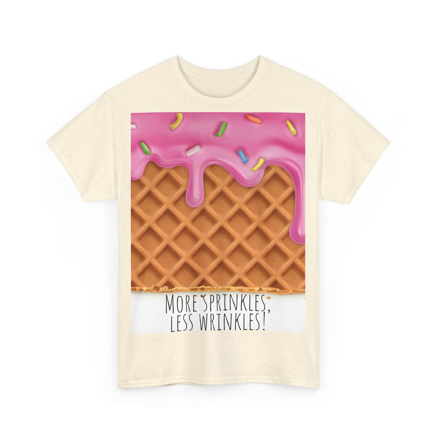 More Sprinkles Less Wrinkles Grappige woordspeling Premium T-shirt, shirt grappige woordspeling, shirt strooiselgrap, shirt minder rimpels
