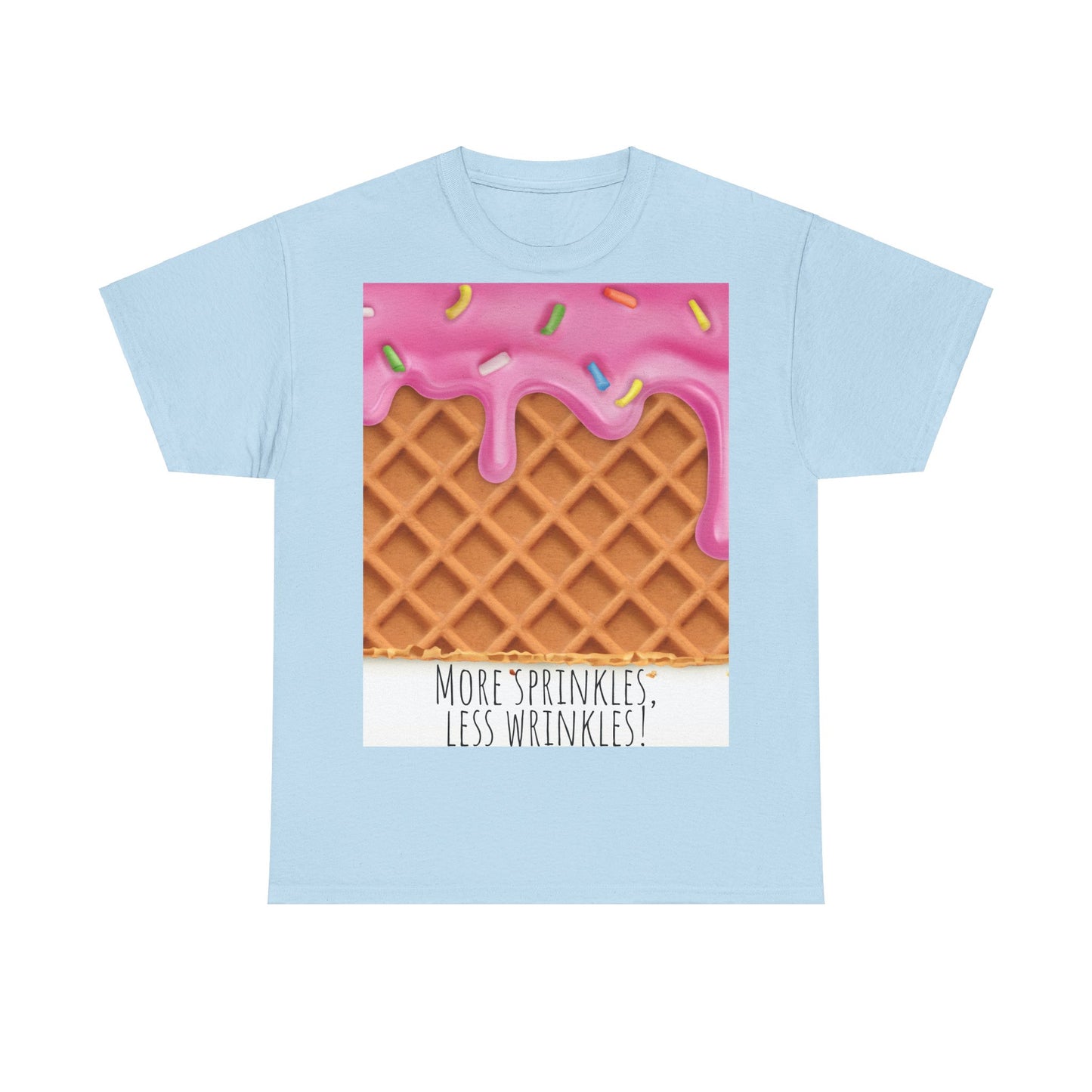 More Sprinkles Less Wrinkles Grappige woordspeling Premium T-shirt, shirt grappige woordspeling, shirt strooiselgrap, shirt minder rimpels