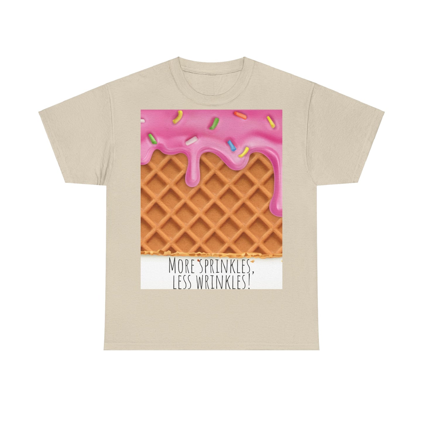 More Sprinkles Less Wrinkles Grappige woordspeling Premium T-shirt, shirt grappige woordspeling, shirt strooiselgrap, shirt minder rimpels