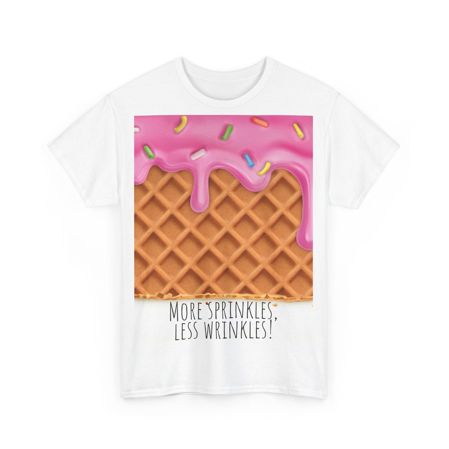 More Sprinkles Less Wrinkles Grappige woordspeling Premium T-shirt, shirt grappige woordspeling, shirt strooiselgrap, shirt minder rimpels