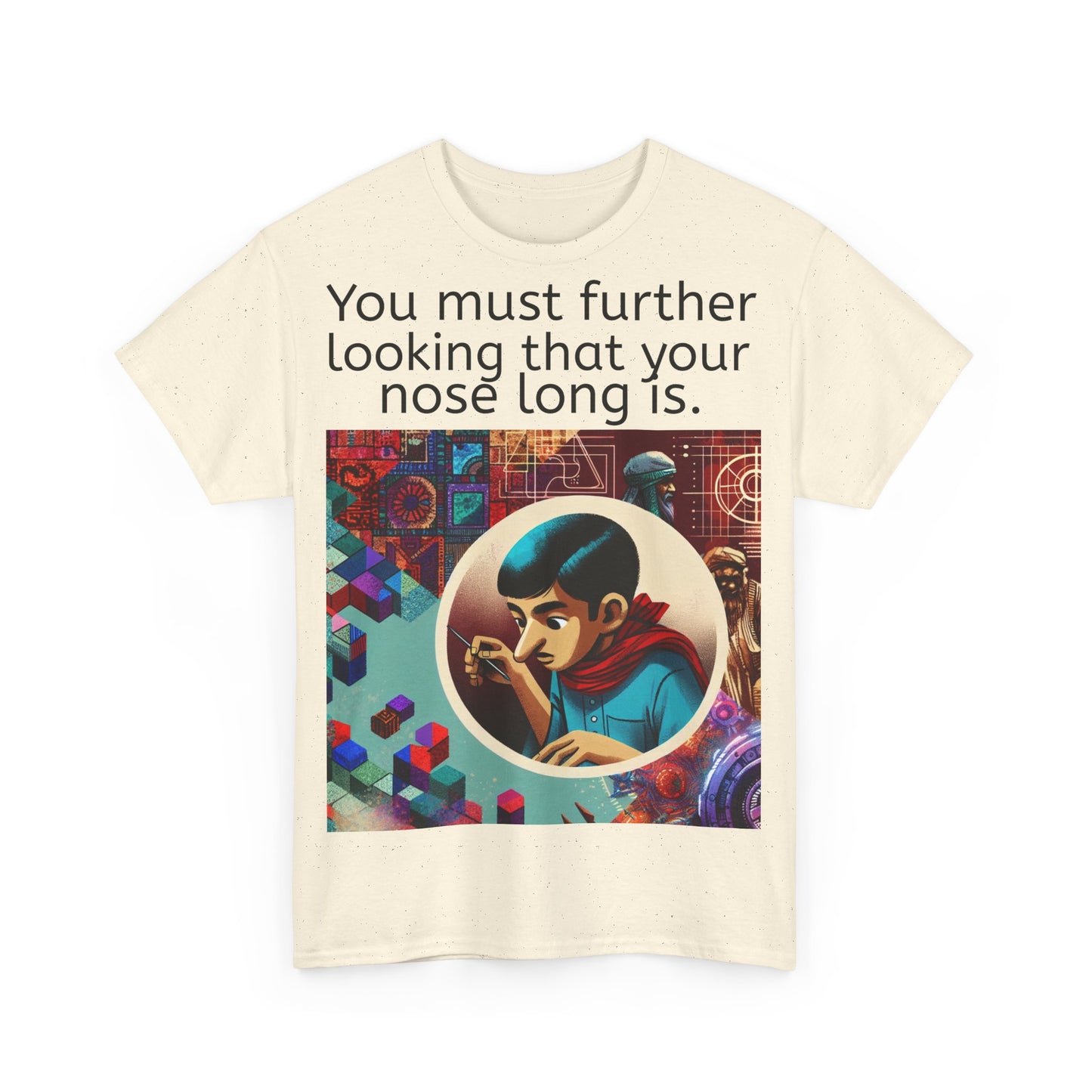 Grappige Unisex Katoenen T-Shirt - Looking further nose long - Pun Funny Dutch Shirt Language Gift Idea Leuk