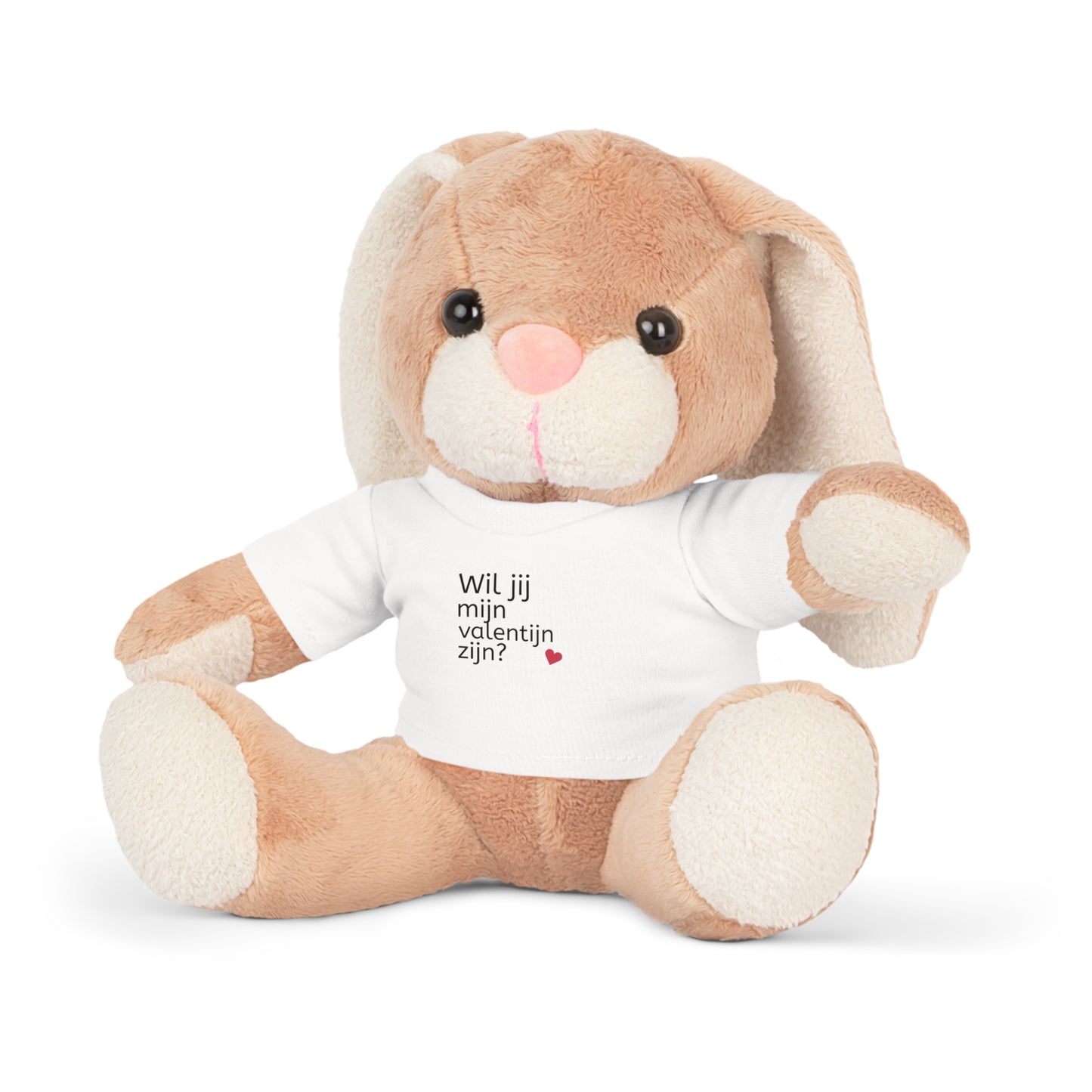 Zachte lieve knuffel met T-Shirt Valentijnsdag Boodschap, Liefde, Schattig, Knuffel, Hart, Liefde - Wil jij mijn Valentijn zijn?