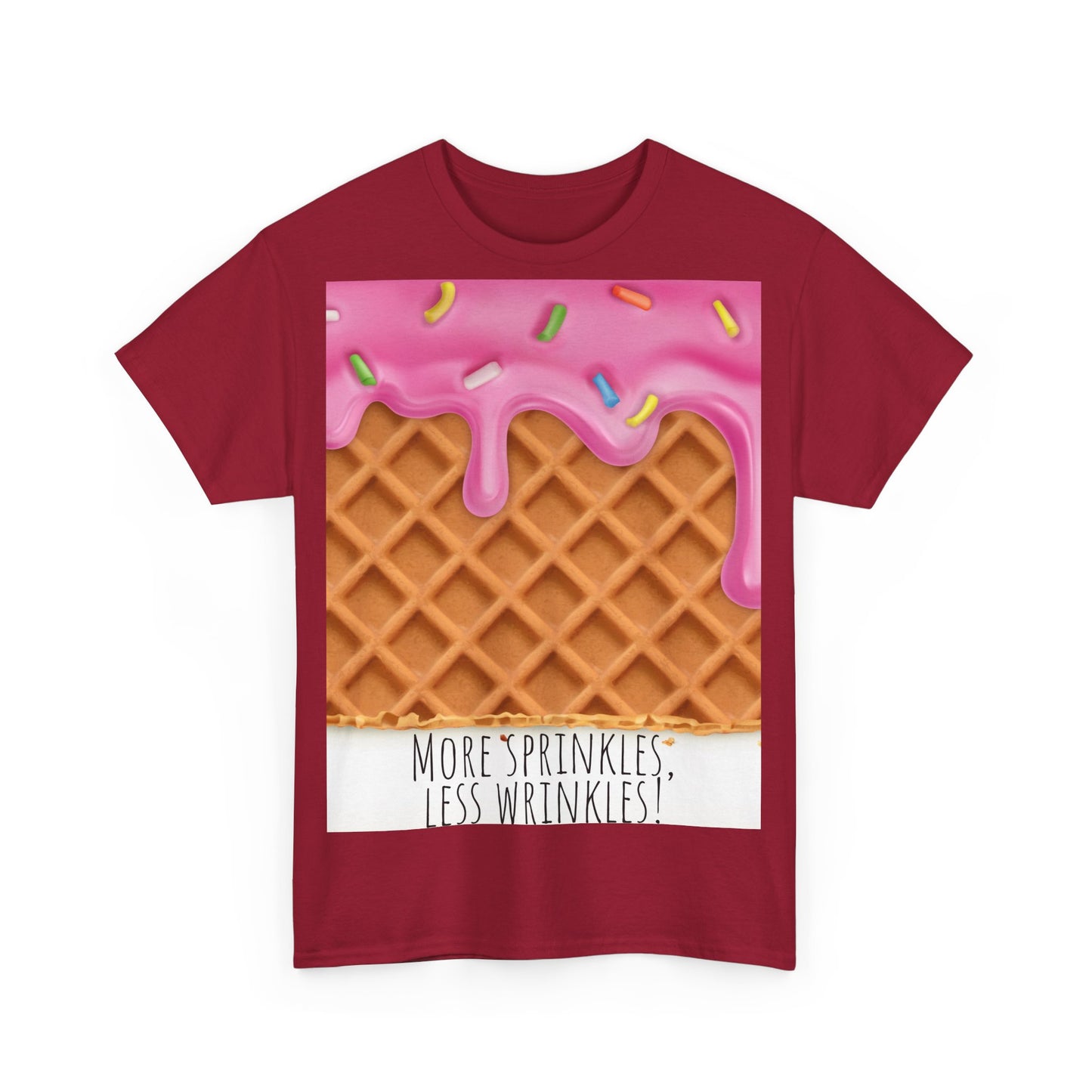 More Sprinkles Less Wrinkles Grappige woordspeling Premium T-shirt, shirt grappige woordspeling, shirt strooiselgrap, shirt minder rimpels