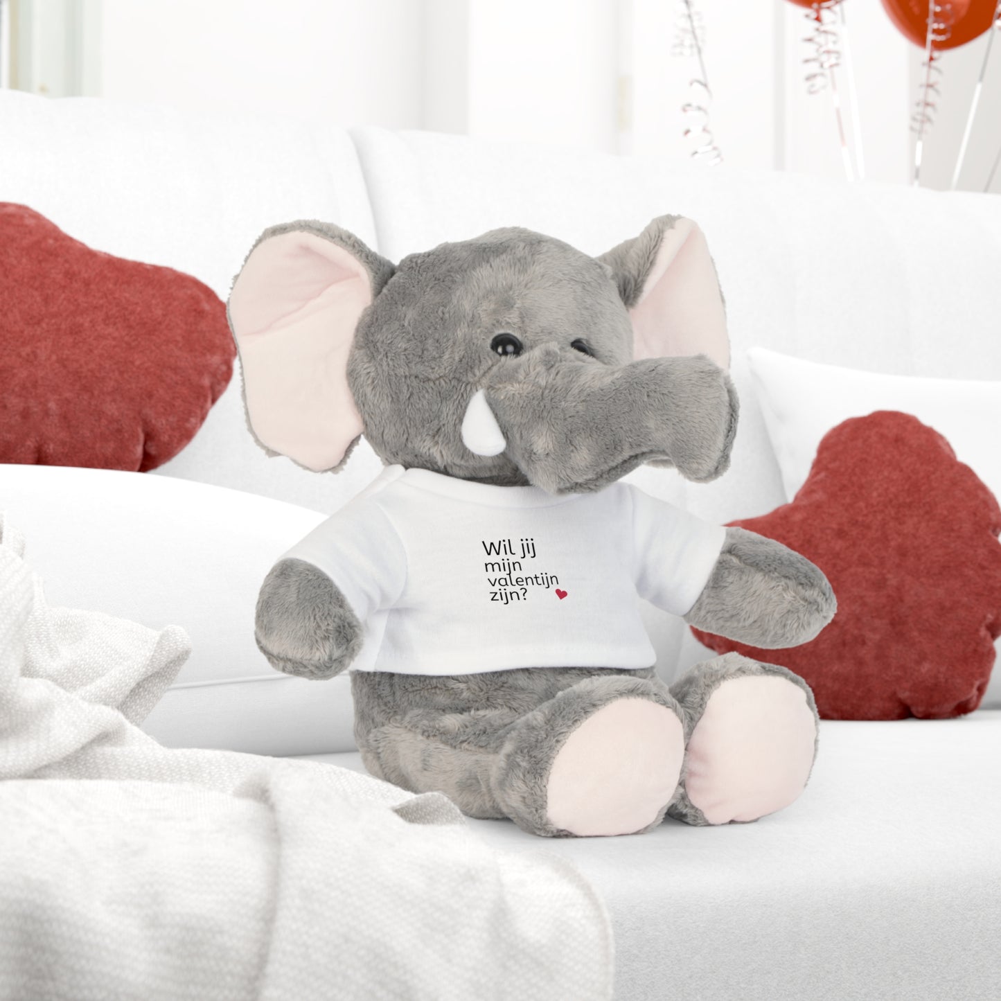 Zachte lieve knuffel met T-Shirt Valentijnsdag Boodschap, Liefde, Schattig, Knuffel, Hart, Liefde - Wil jij mijn Valentijn zijn?