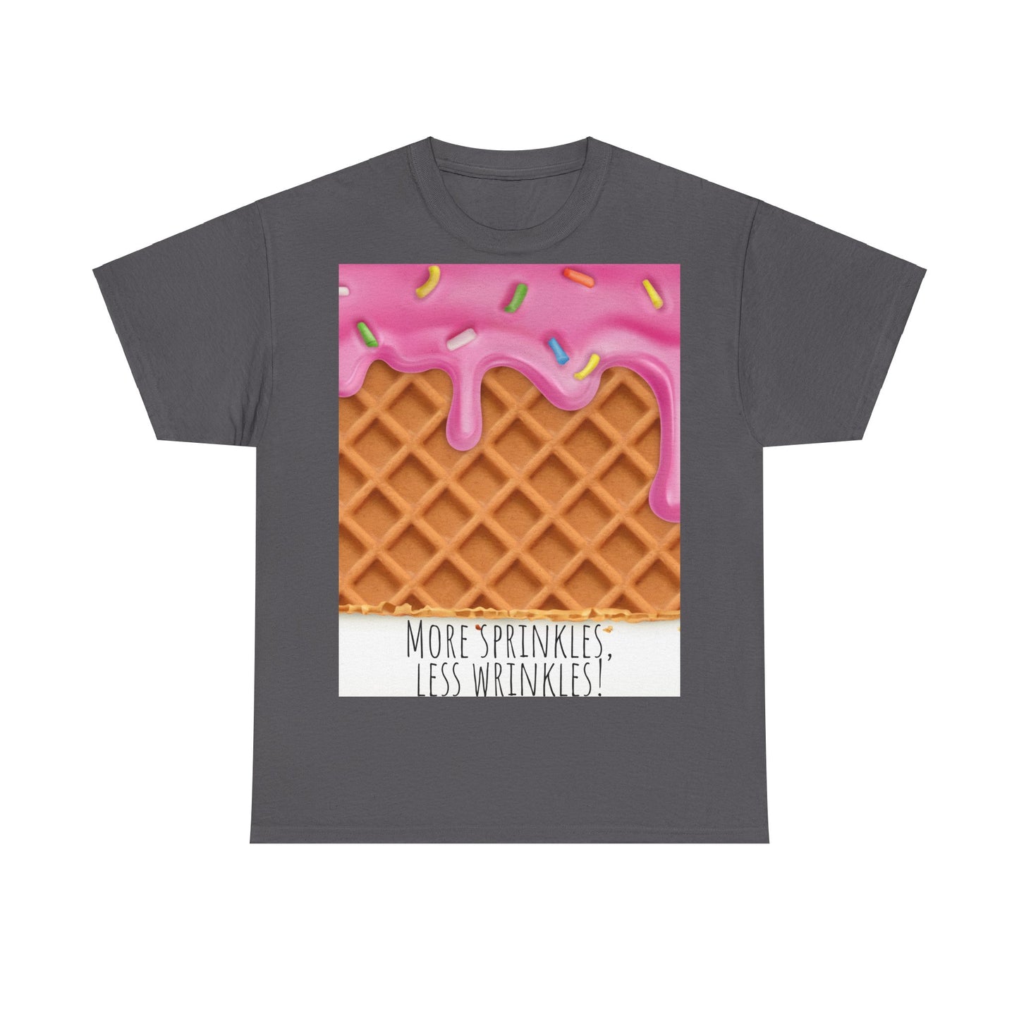 More Sprinkles Less Wrinkles Grappige woordspeling Premium T-shirt, shirt grappige woordspeling, shirt strooiselgrap, shirt minder rimpels