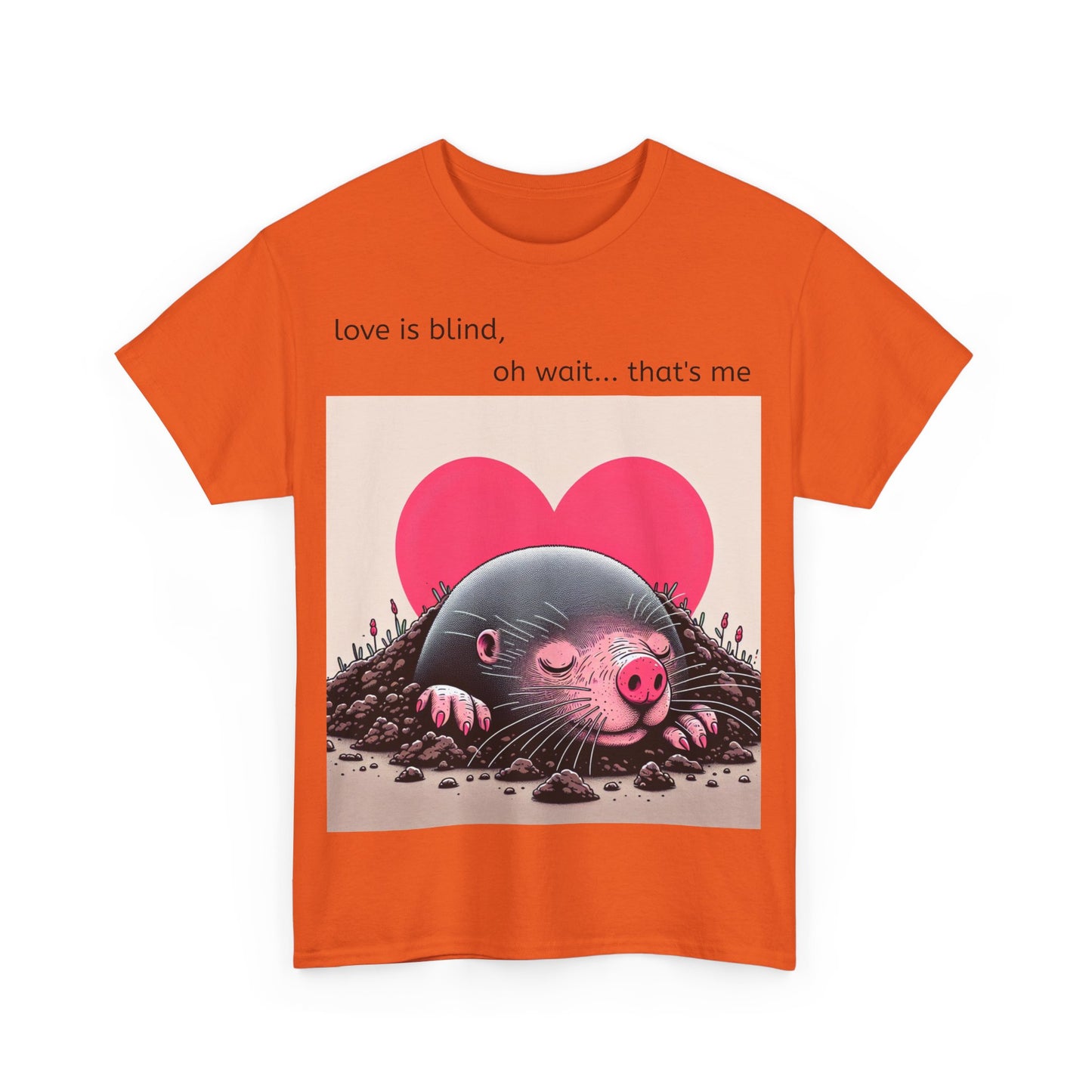 Grappige Unisex Katoenen T-Shirt - Love is blind - Pun Funny Dutch Shirt Language Gift Idea Valentines Day Love Joke Funny Valentijnsdag