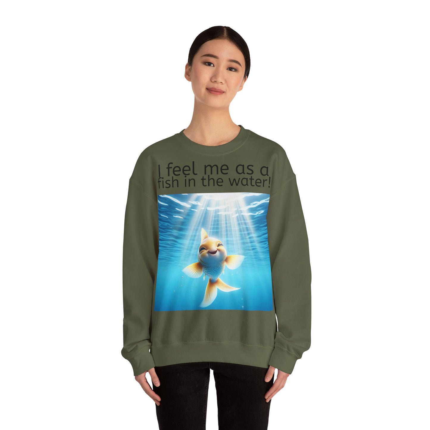 Grappige Unisex Sweatshirt Trui - Fish in the water - Pun Funny Dutch Sweatshirt Language Gift Idea Leuk Vis Water Cadeau Idee