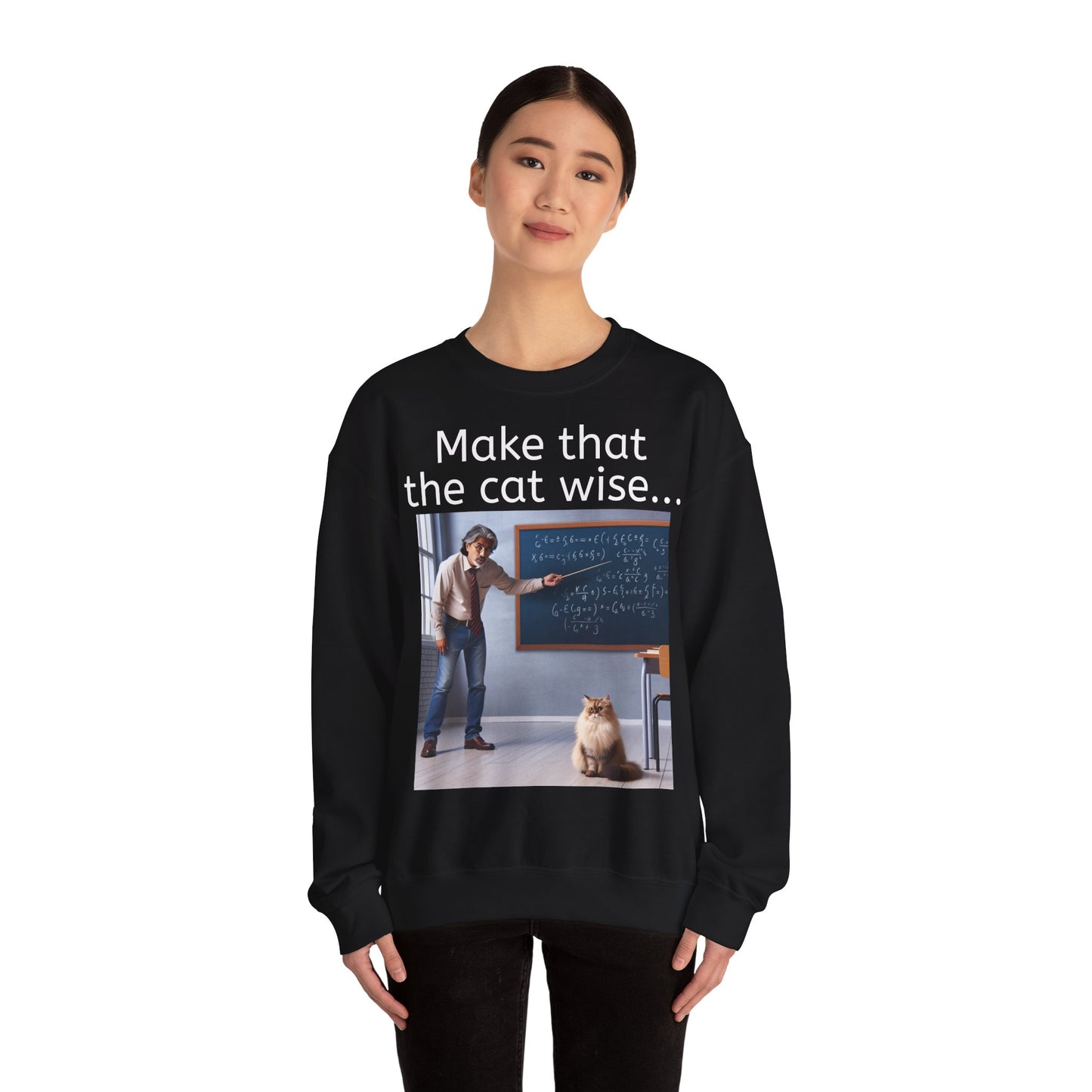 Grappige Unisex Katoenen/ Polyester Sweater Sweatshirt - Make that the cat wise - Pun Funny Dutch Shirt Language Gift Idea Spreekwoord Funny