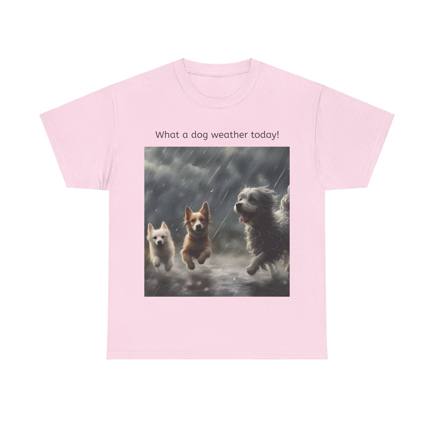 Grappige Unisex Katoenen T-Shirt - What a dog weather today! - Pun Funny Dutch Shirt Language Gift Idea