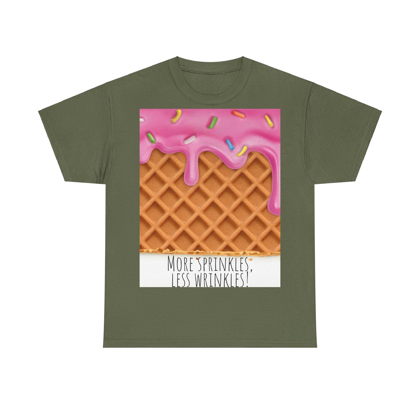 More Sprinkles Less Wrinkles Grappige woordspeling Premium T-shirt, shirt grappige woordspeling, shirt strooiselgrap, shirt minder rimpels
