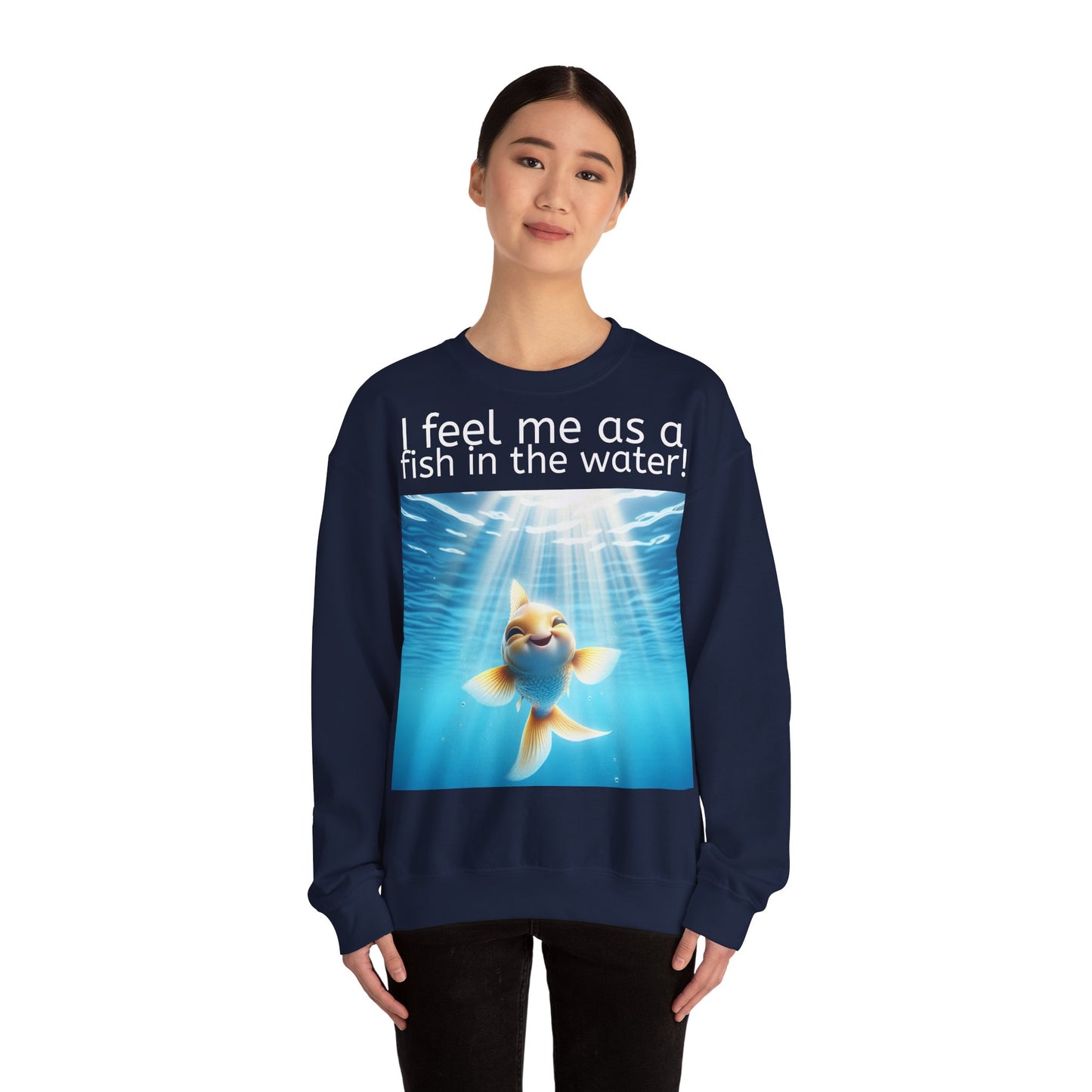 Grappige Unisex Sweatshirt Trui - Fish in the water - Pun Funny Dutch Sweatshirt Language Gift Idea Leuk Vis Water Cadeau Idee