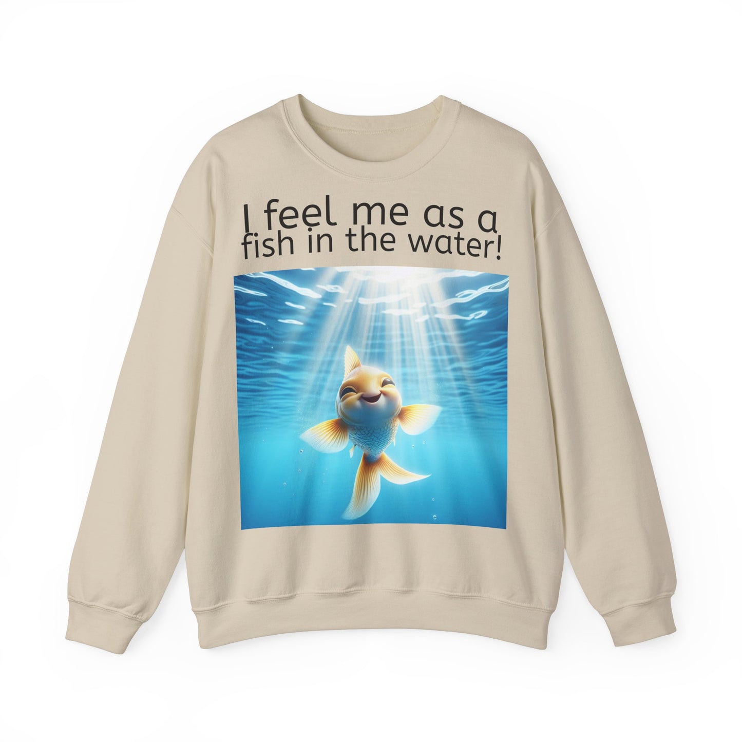 Grappige Unisex Sweatshirt Trui - Fish in the water - Pun Funny Dutch Sweatshirt Language Gift Idea Leuk Vis Water Cadeau Idee