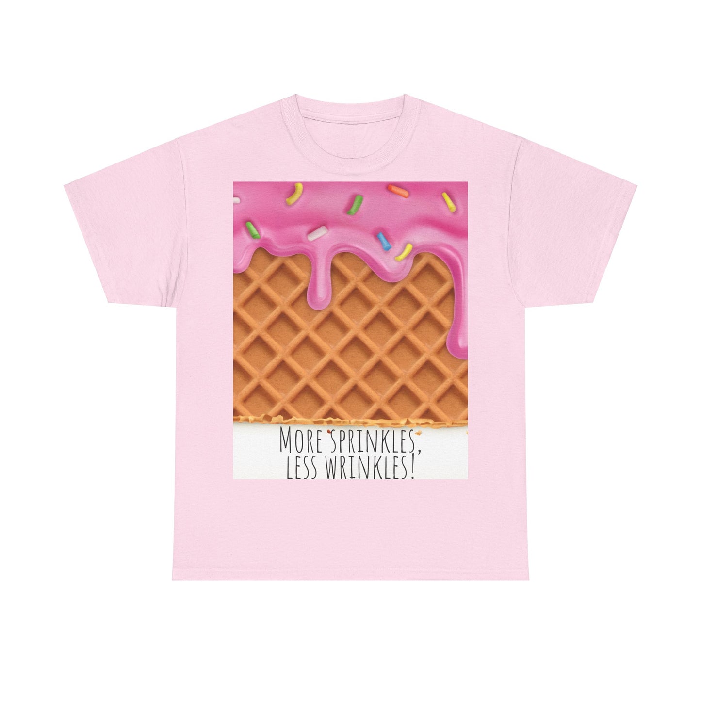 More Sprinkles Less Wrinkles Grappige woordspeling Premium T-shirt, shirt grappige woordspeling, shirt strooiselgrap, shirt minder rimpels