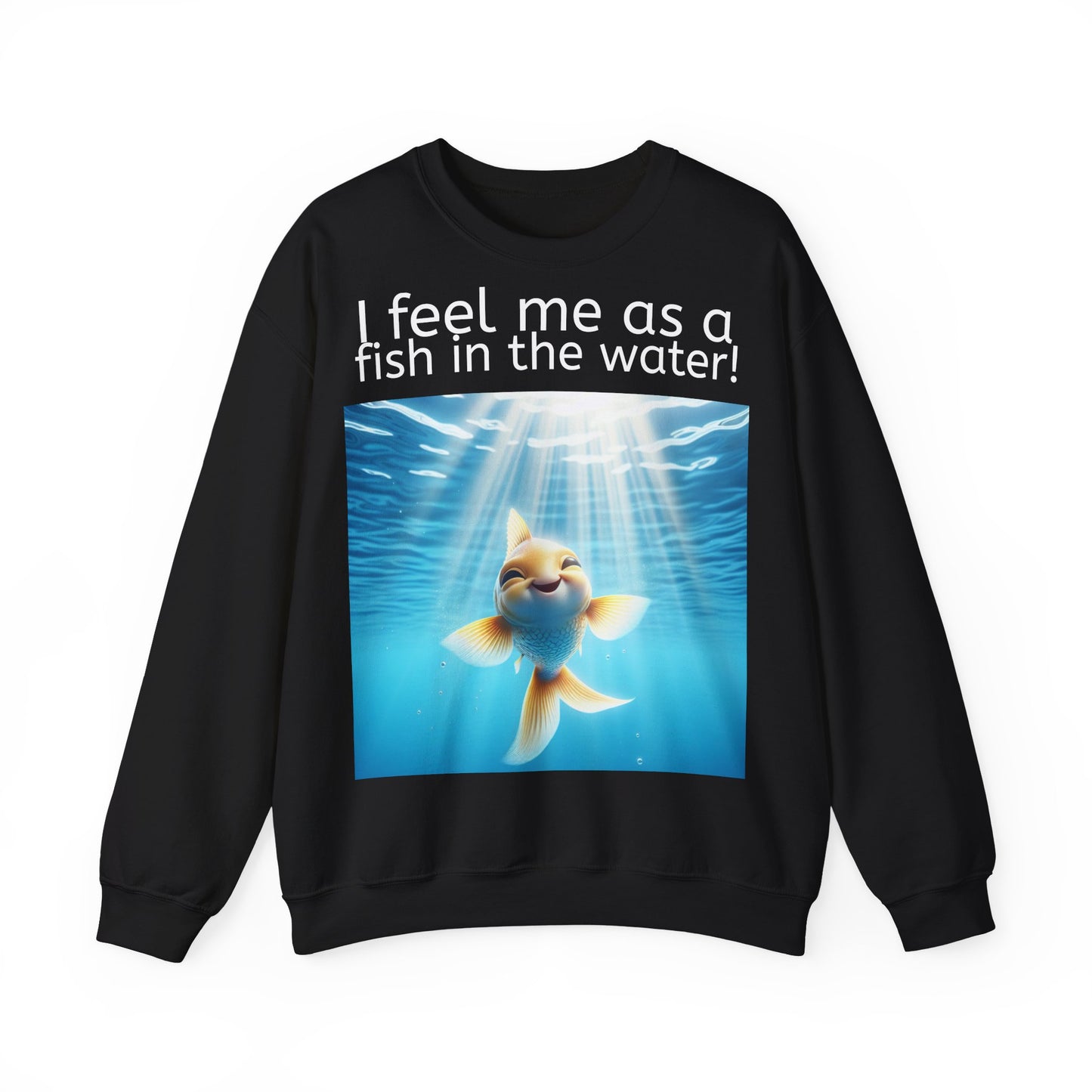 Grappige Unisex Sweatshirt Trui - Fish in the water - Pun Funny Dutch Sweatshirt Language Gift Idea Leuk Vis Water Cadeau Idee